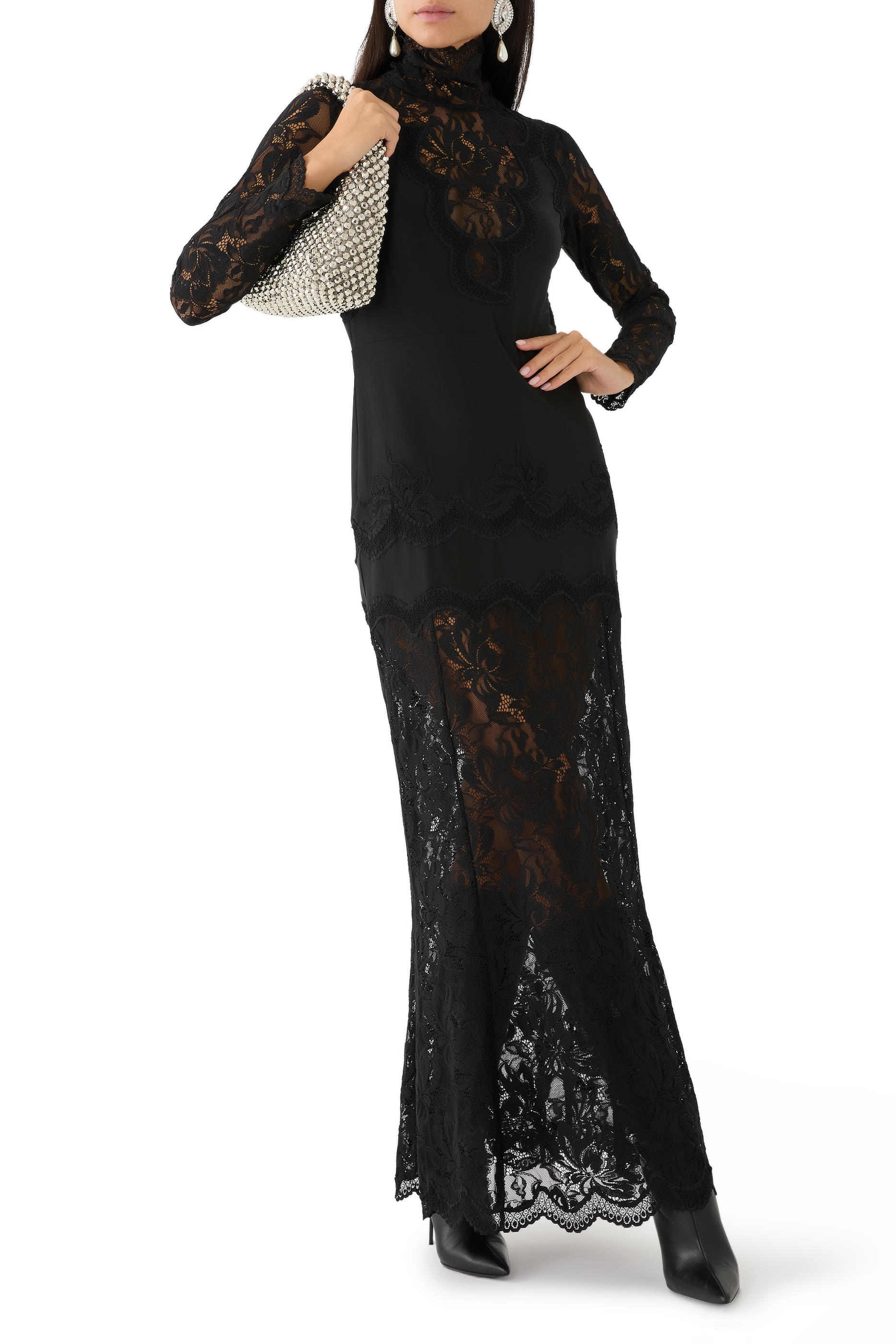 Lace-Trimmed Maxi Dress