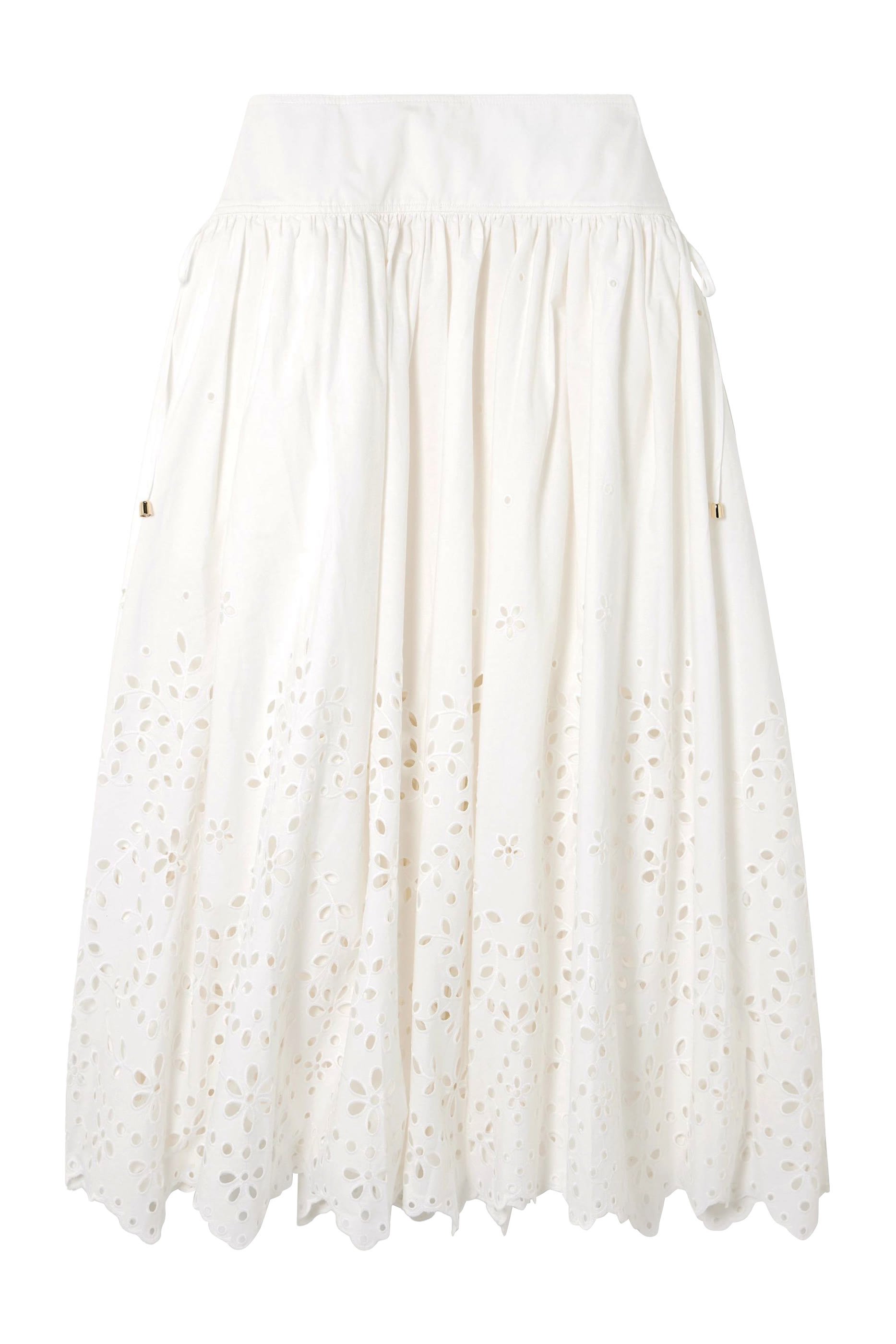 Embroidered Cotton Midi Skirt
