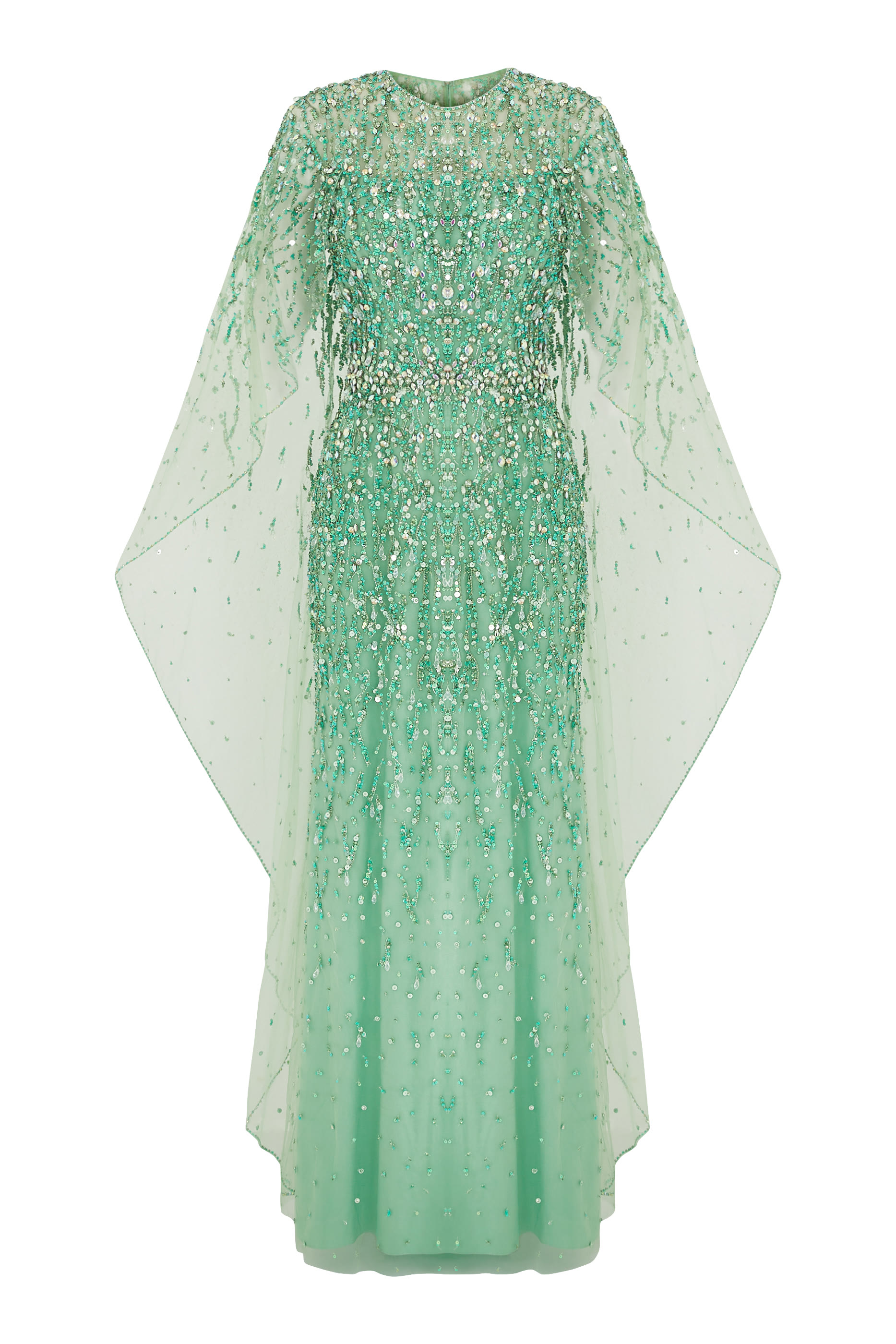 Marano 3/4 Cape Sleeve Embellished Gown