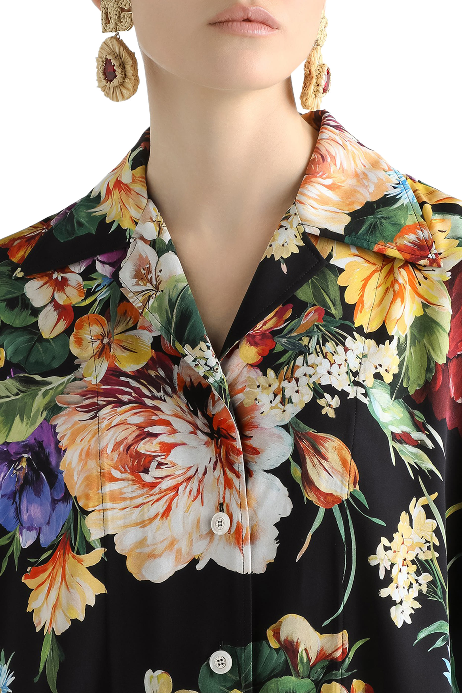 Floral-Print Charmeuse Shirt