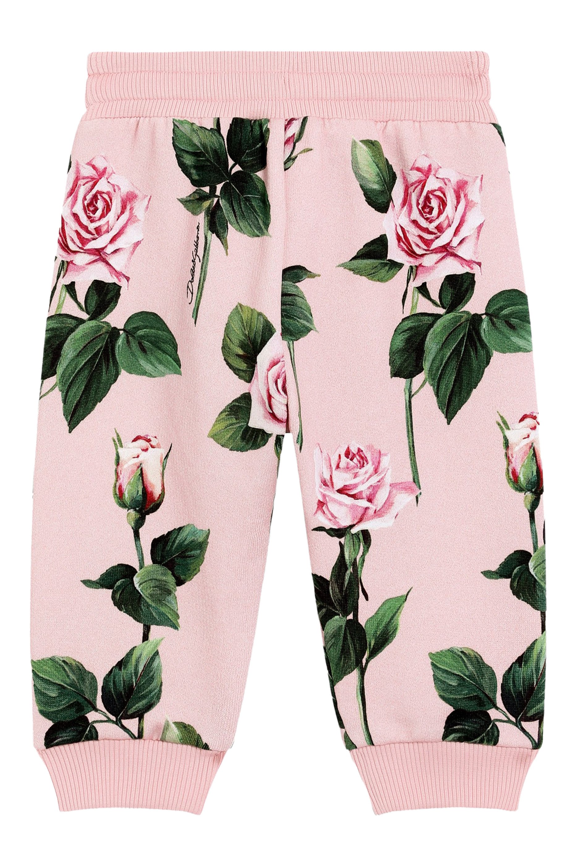 Kids Rose Print Cotton Jogging Pants