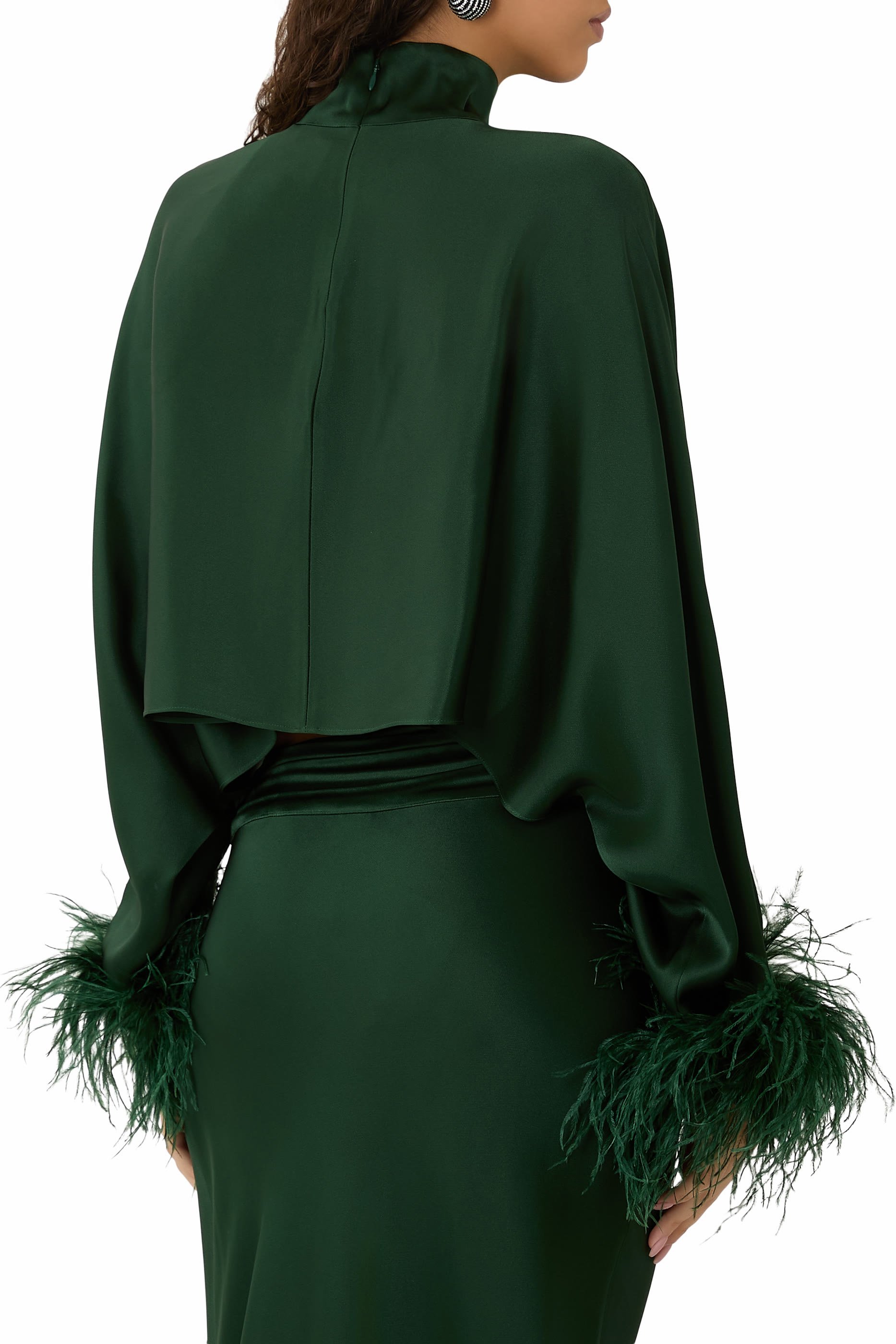 Feathers Satin Caftan Top