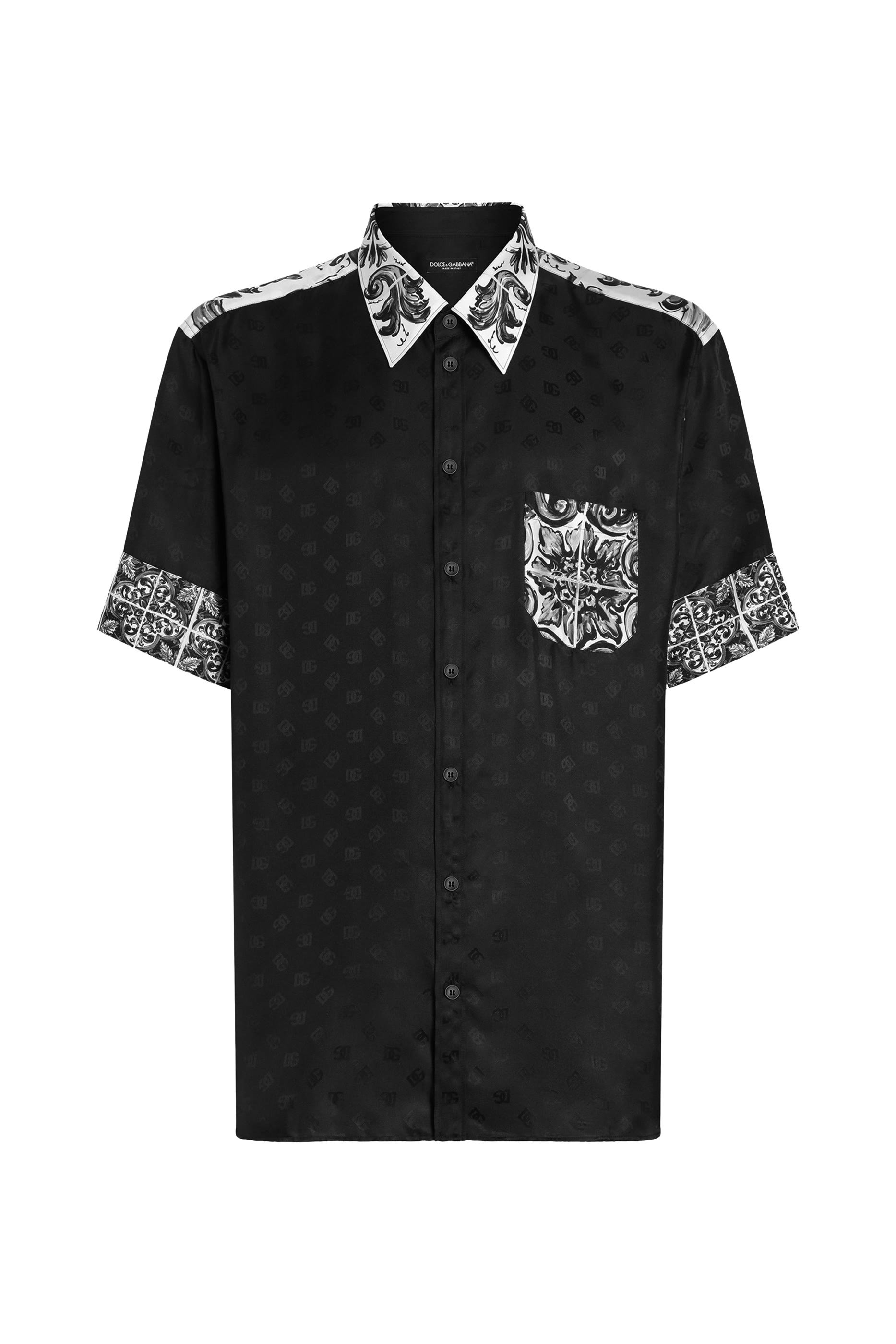 Majolica-Print Hawaii Silk Jacquard Shirt