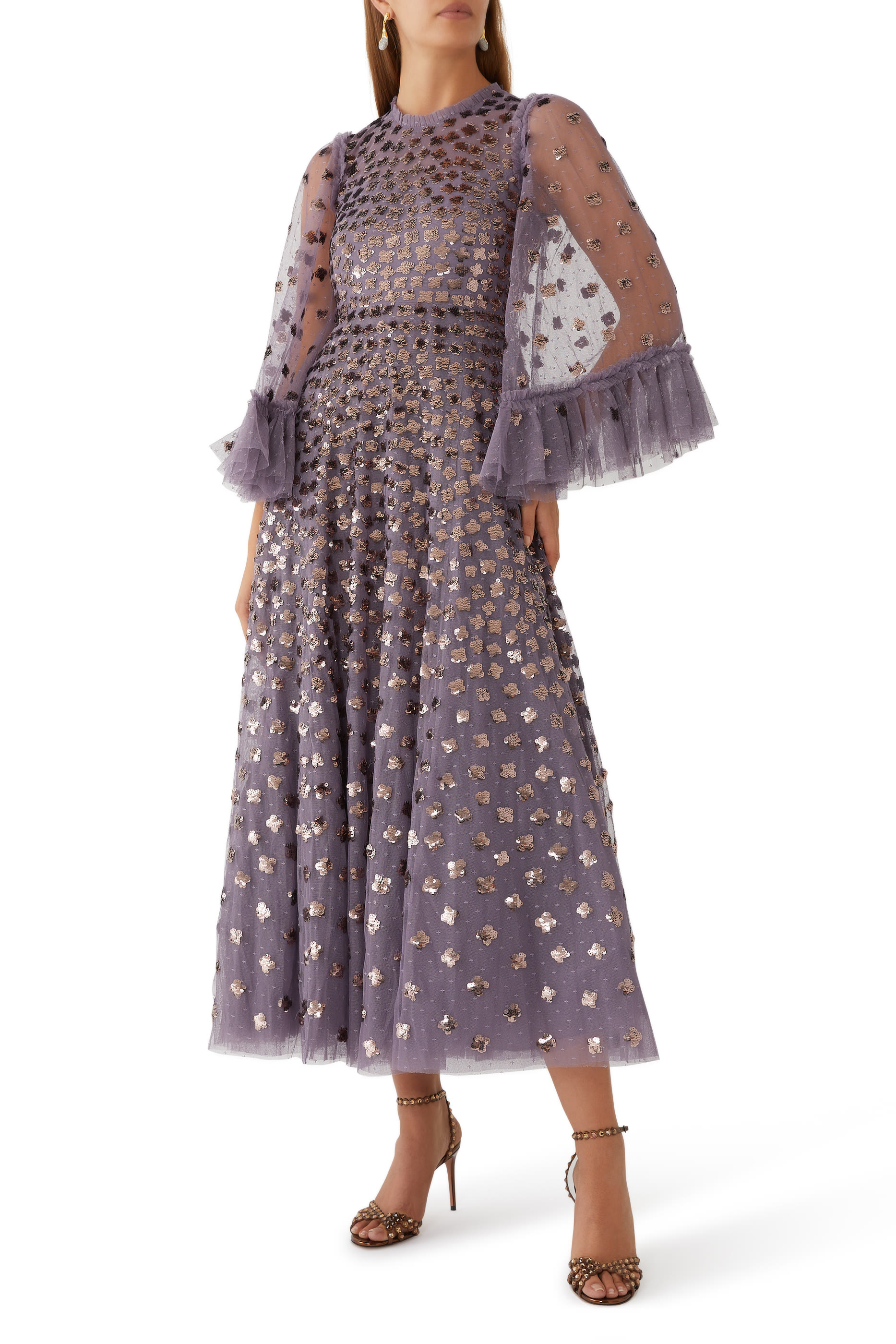 Glisten Long Sleeve Ankle Gown