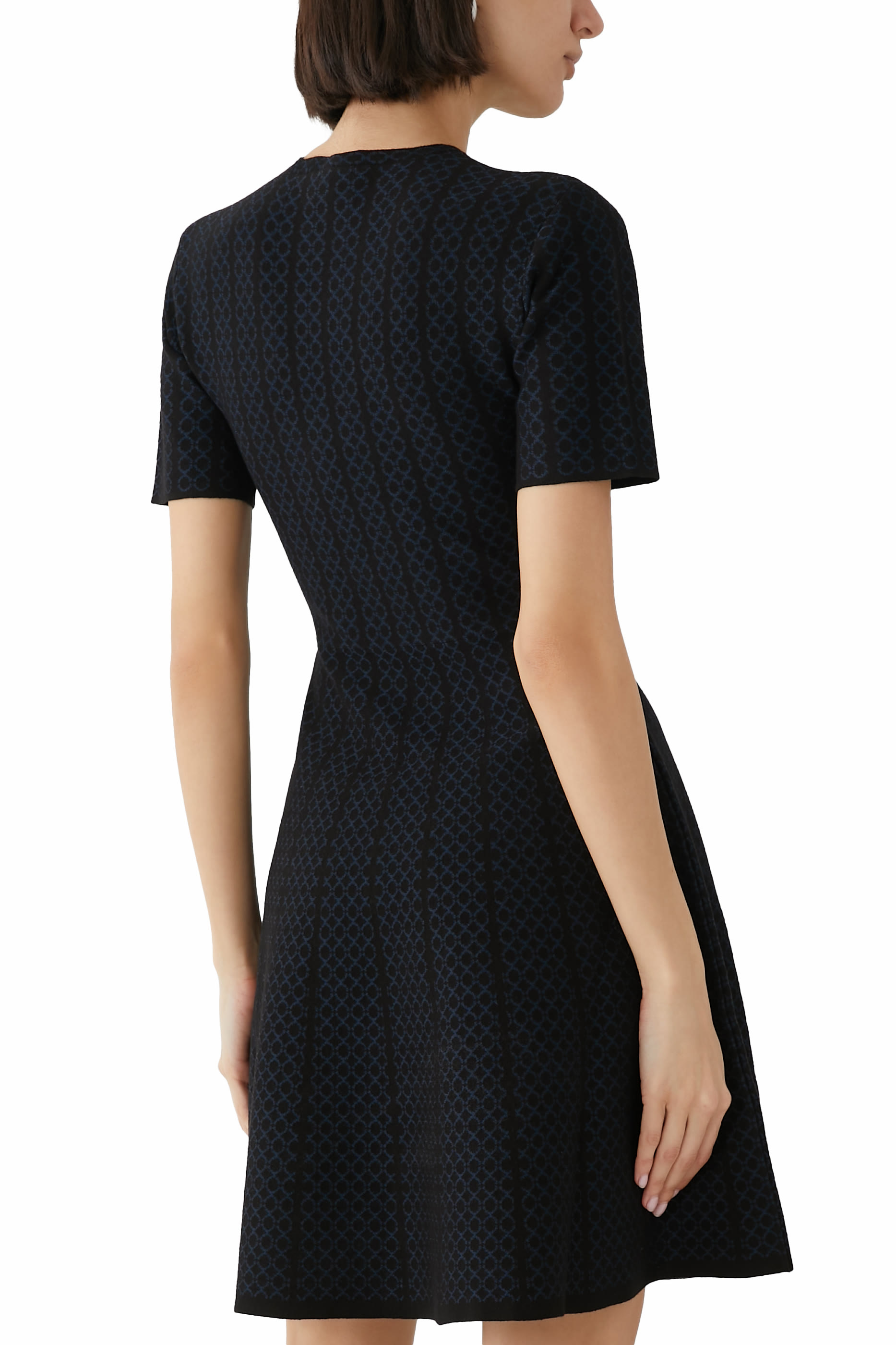 Jacquard Knit Flared Dress