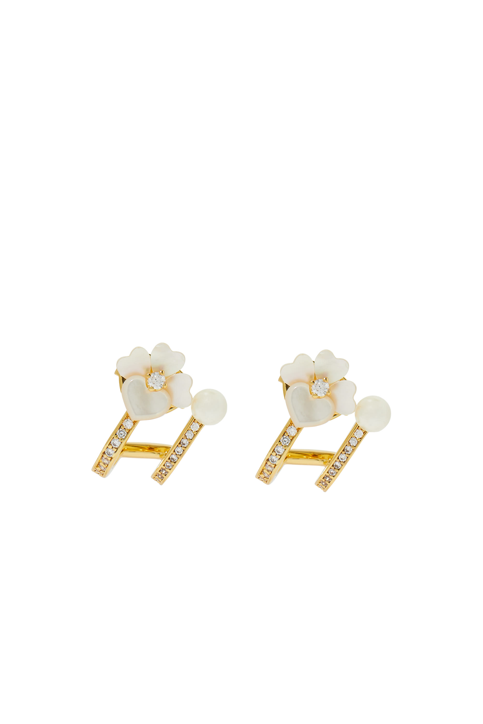 Precious Pansy Double Huggie Earrings