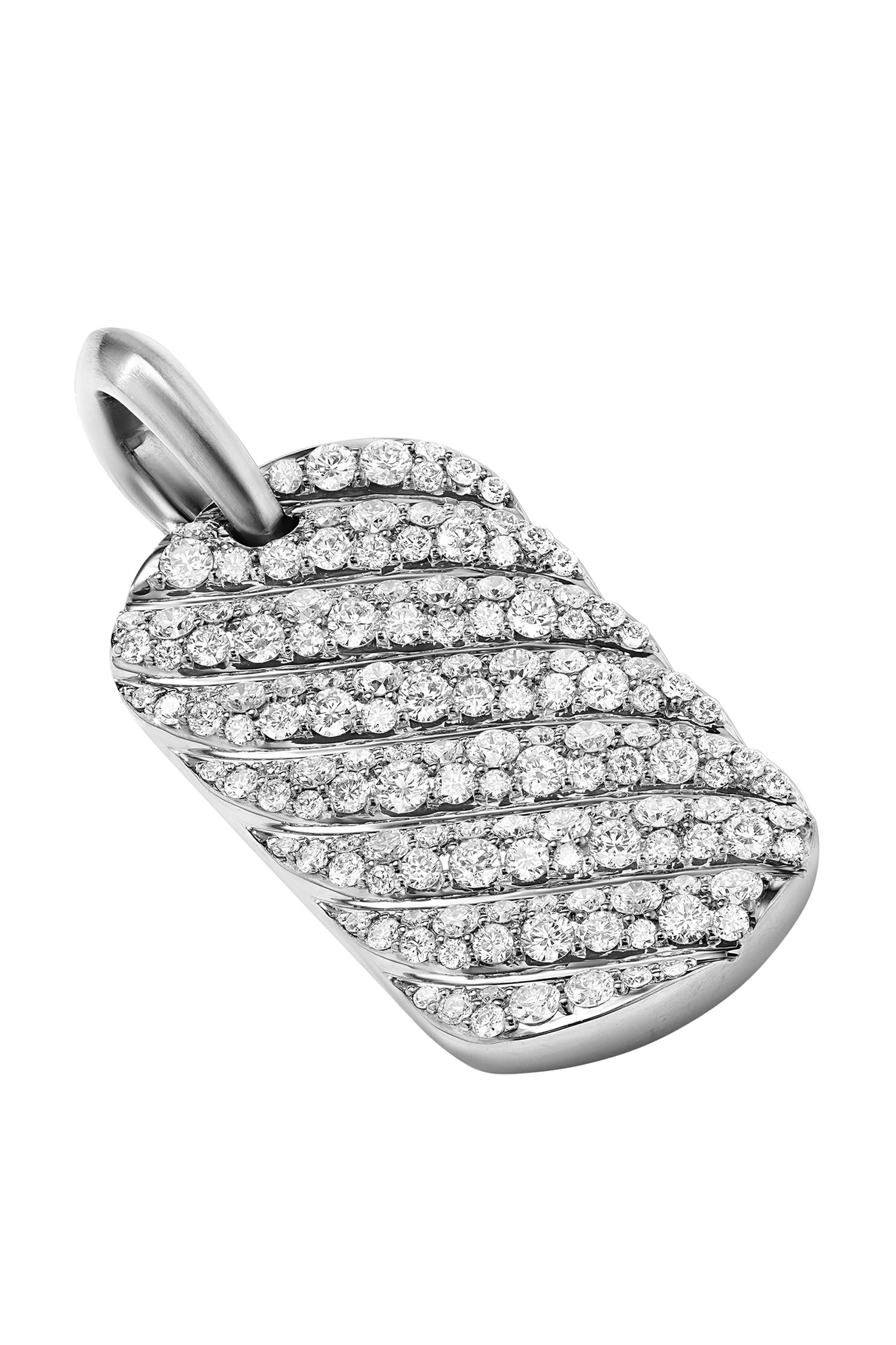 David Yurman Sculpted Cable Tag Diamond Pendant in Sterling Silver