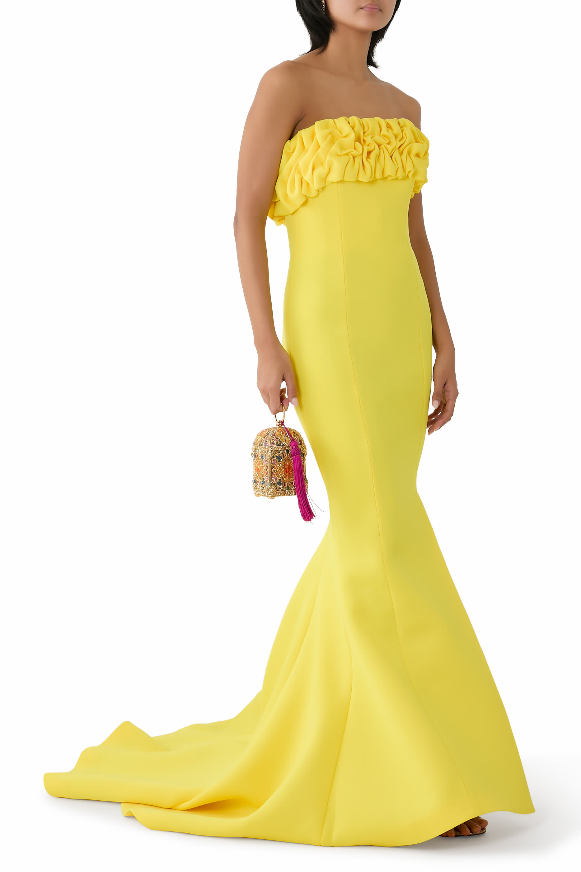 Stunning Strapless Yellow Gown