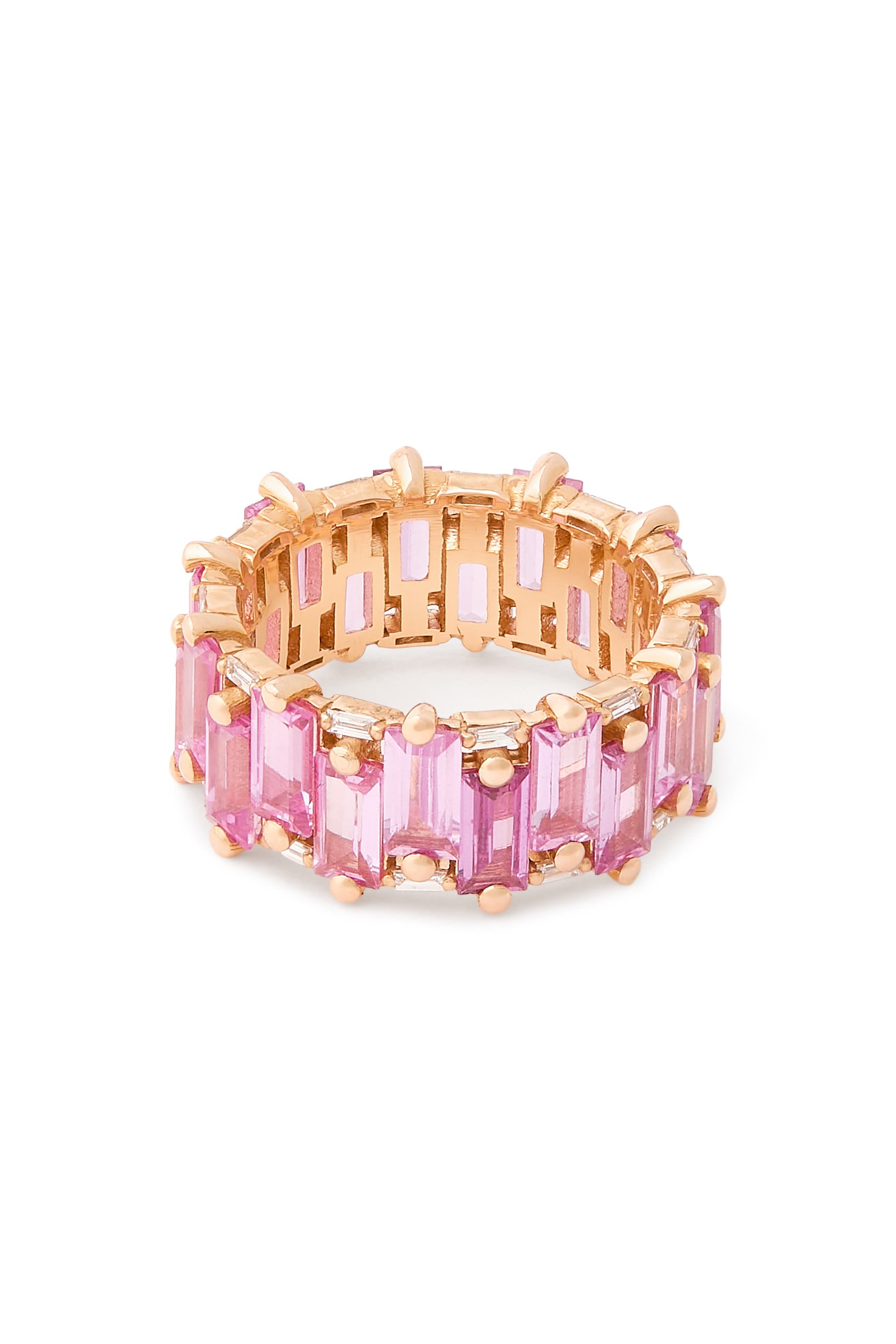 One-of-a-Kind Wide Eternity Band Ring, 18k Rose Gold & Sapphire