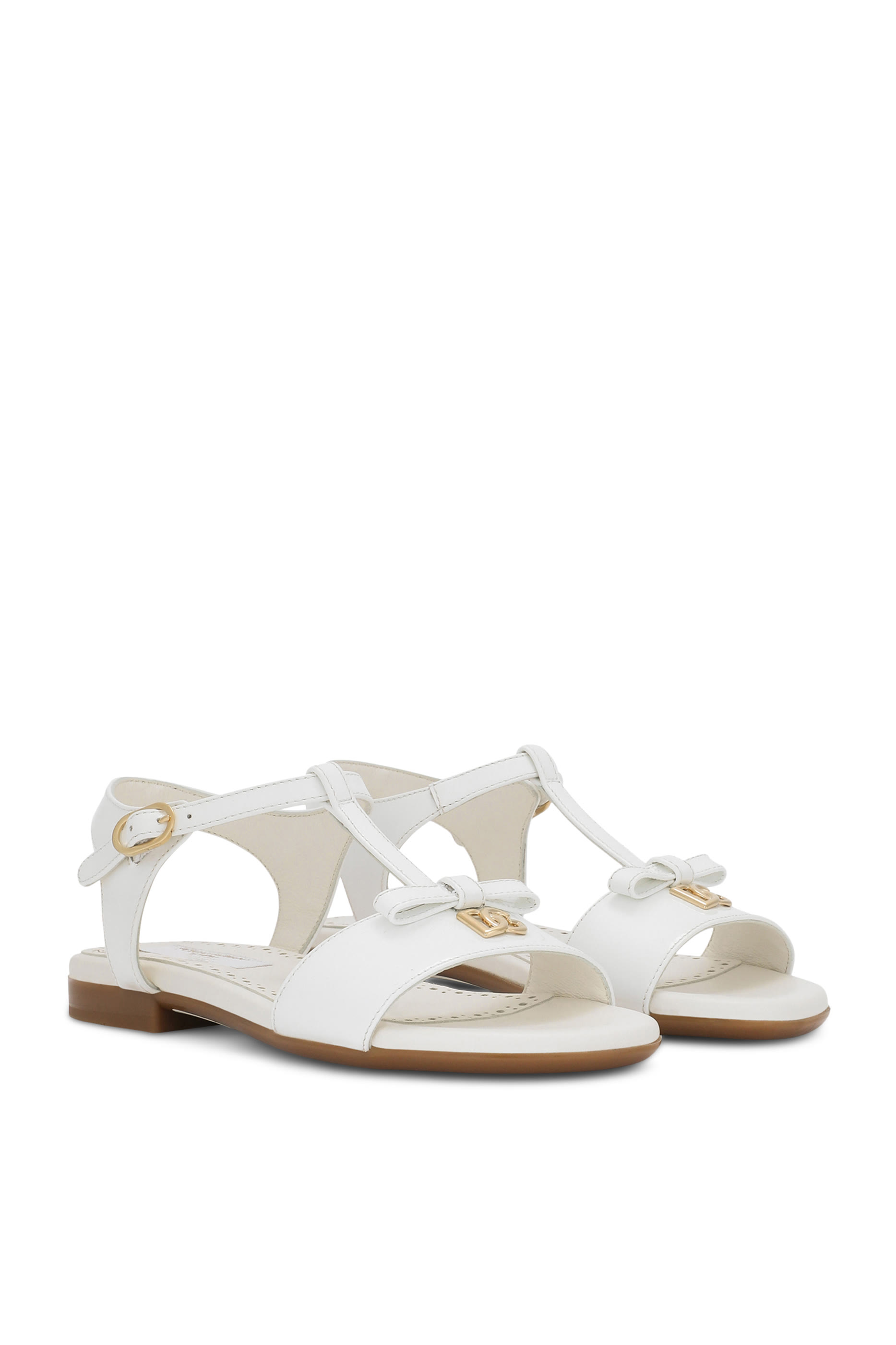 Kids Patent Leather Sandals with Metal DG Logo