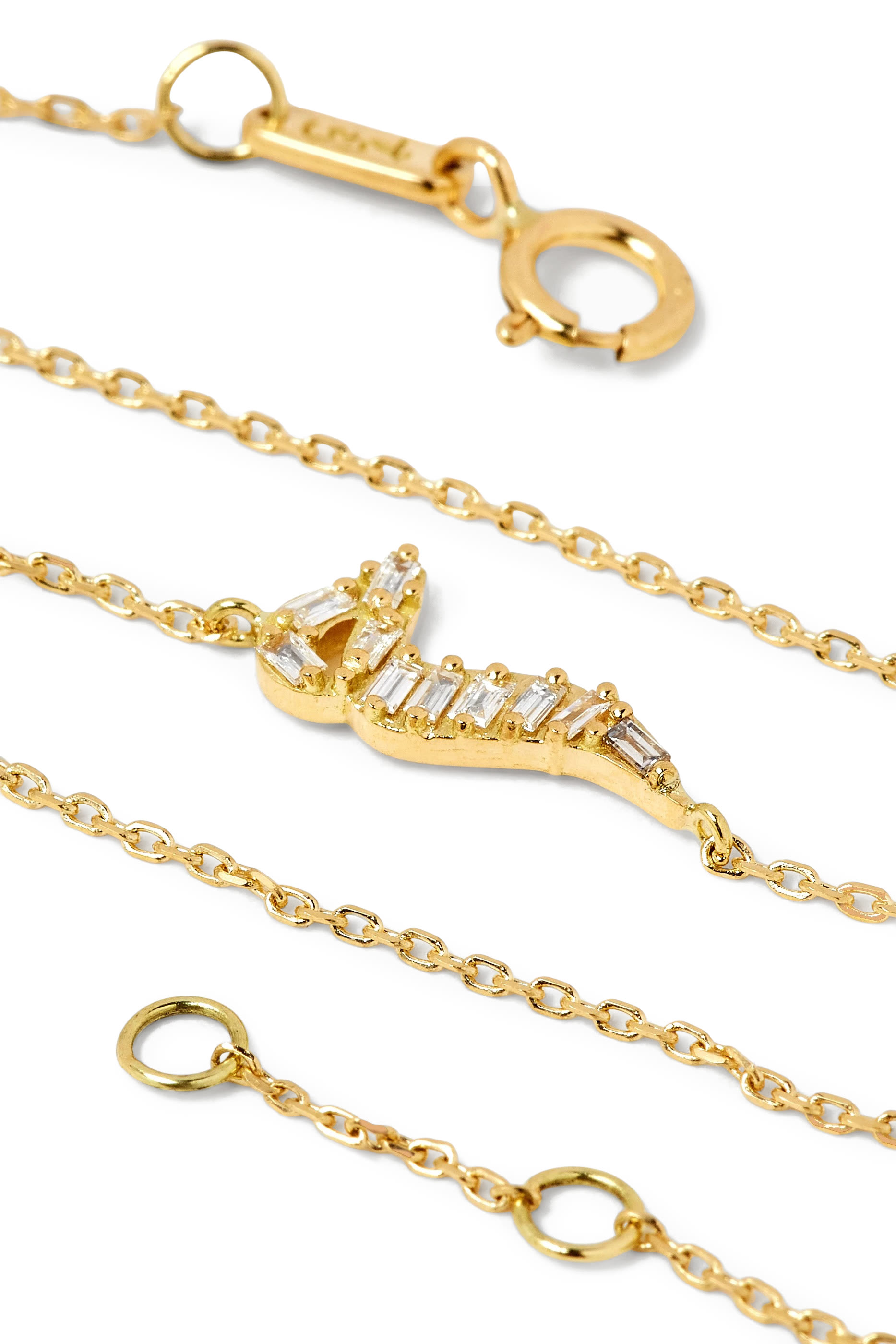 OULA - Letter Meem Bracelet, 18K Yellow Gold & Baguette Diamonds