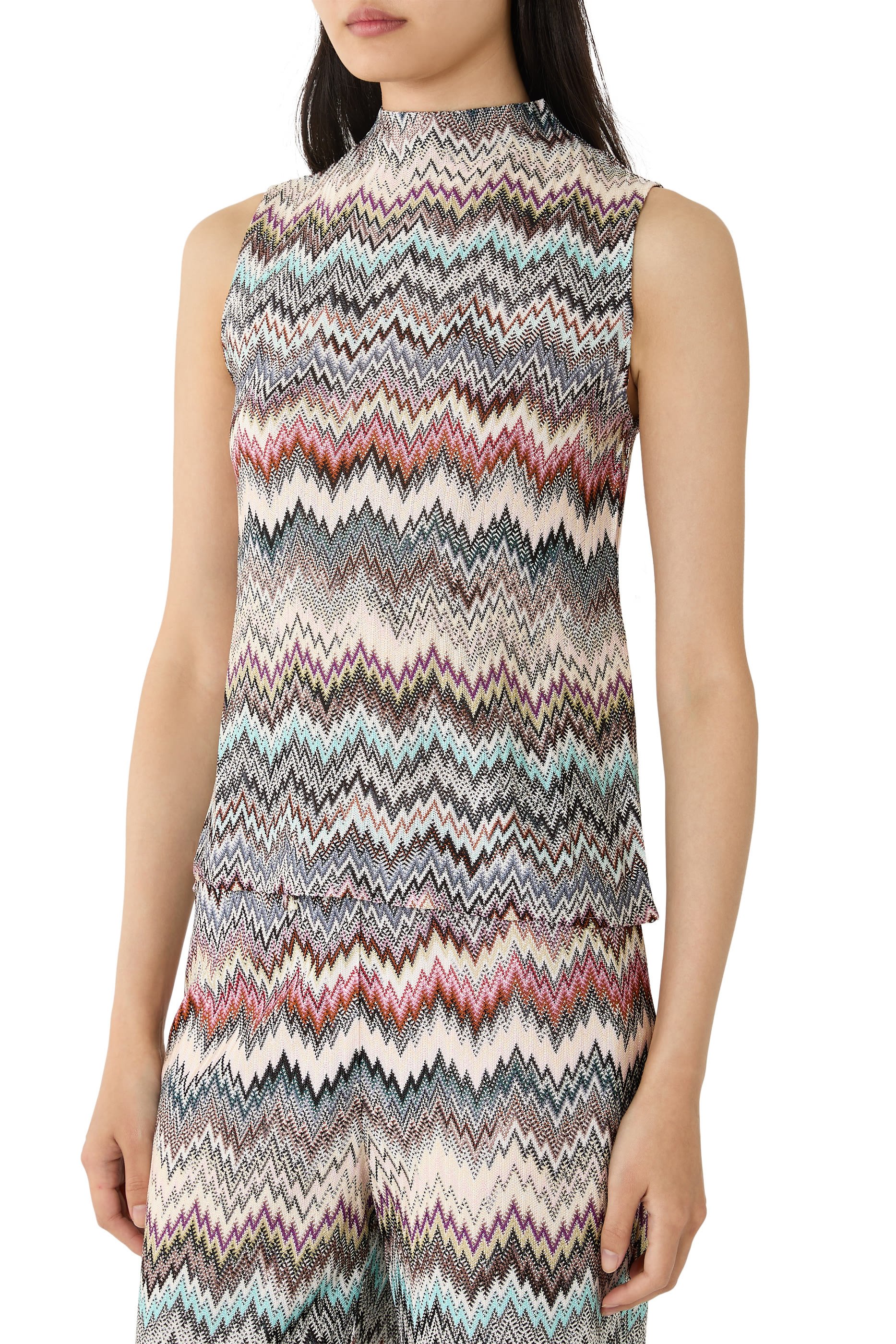 High-Neck Snake Pattern Top 