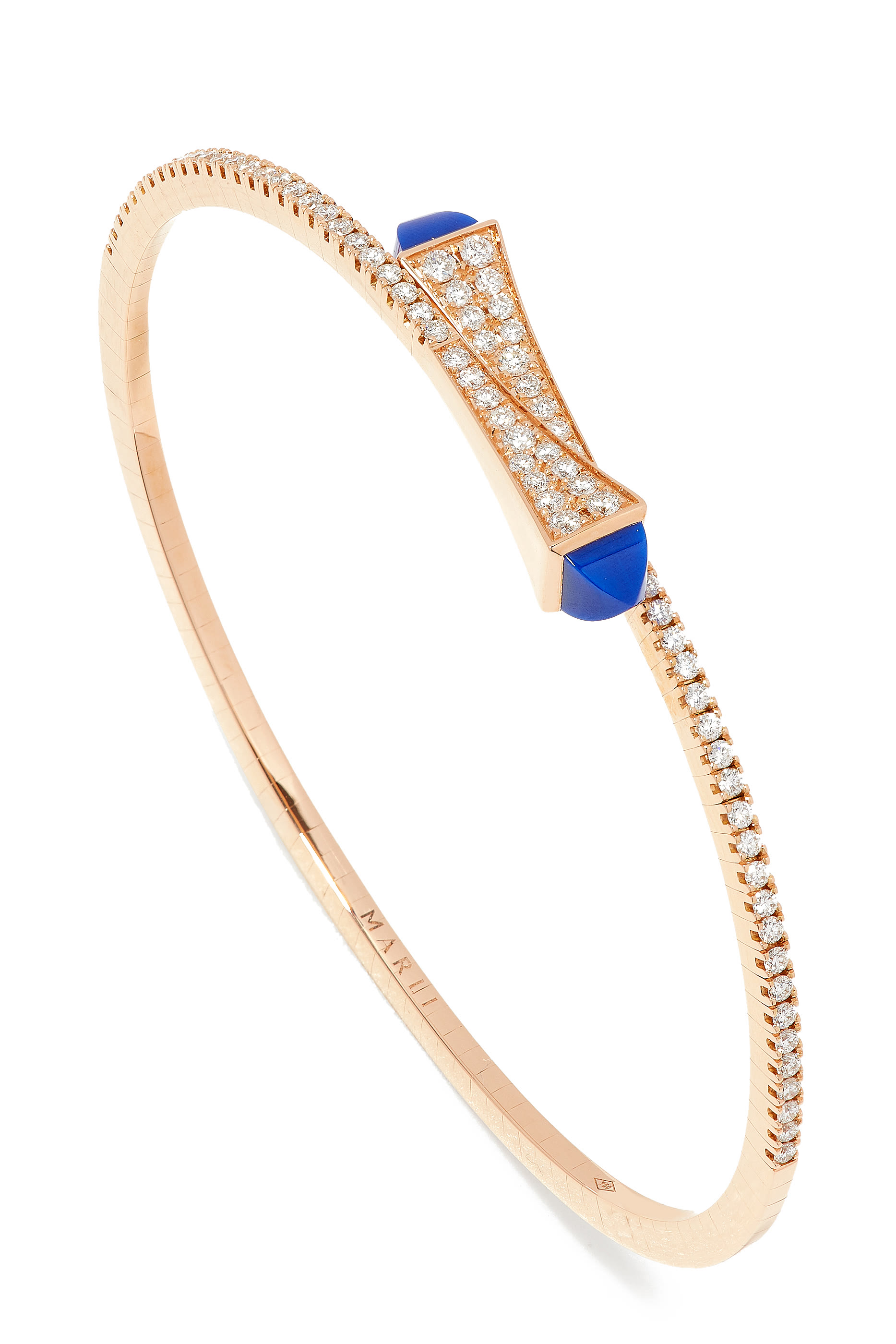 Cleo Slim Bangle, 18k Rose Gold with Lapis Lazuli & Diamonds