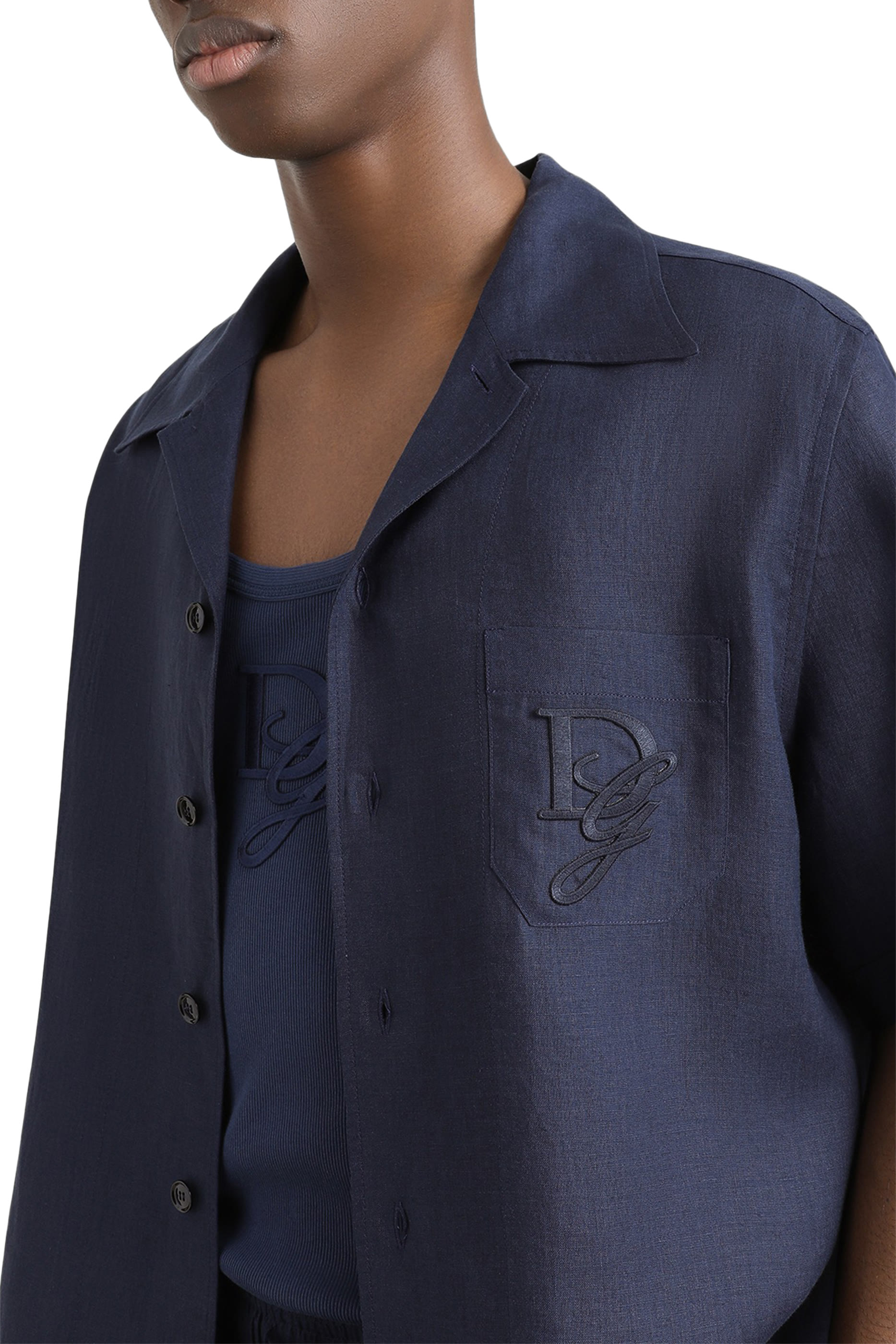 Logo Embroidery Linen Shirt