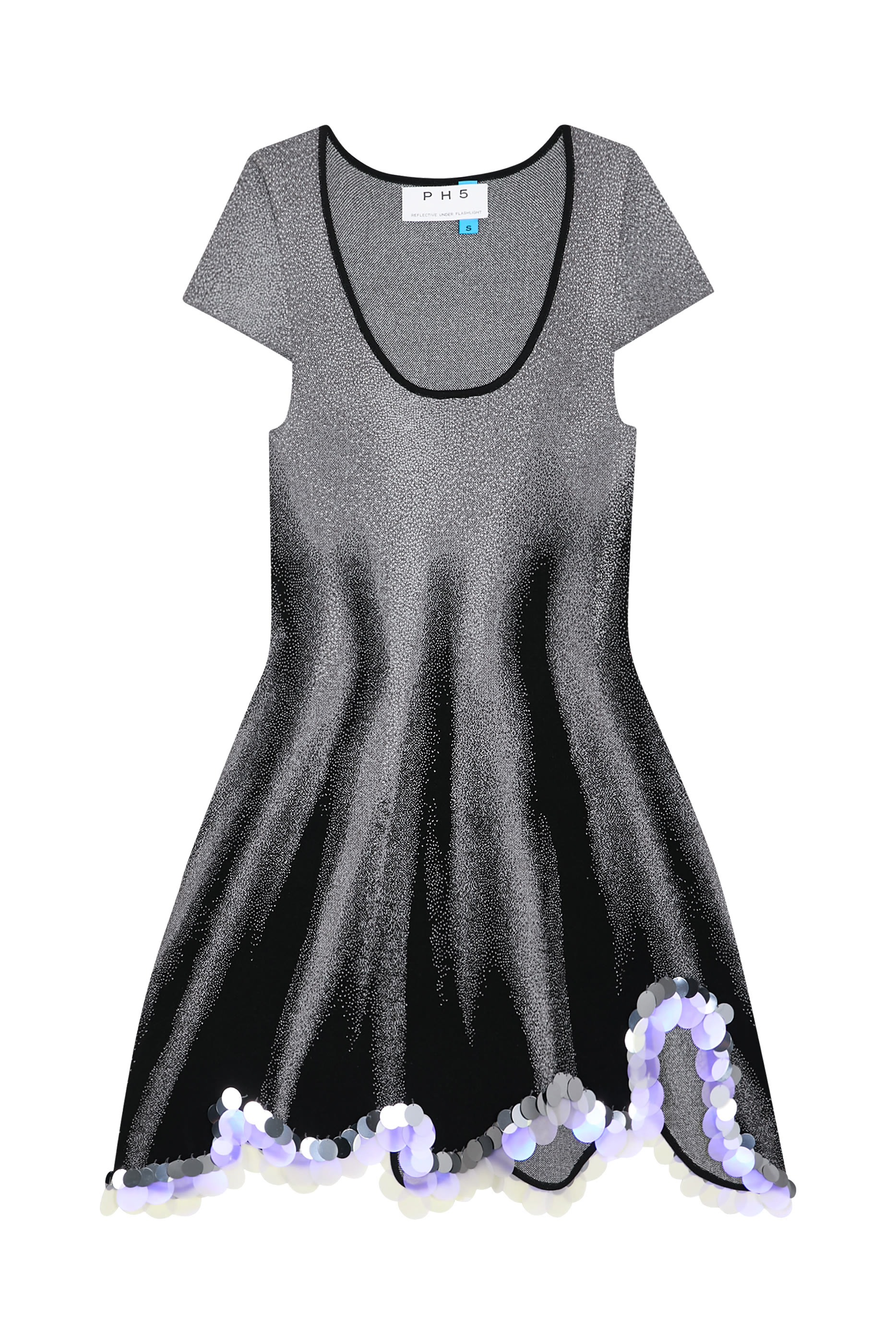  Zingel Flashlight Reflective Mini Dress with Sequins