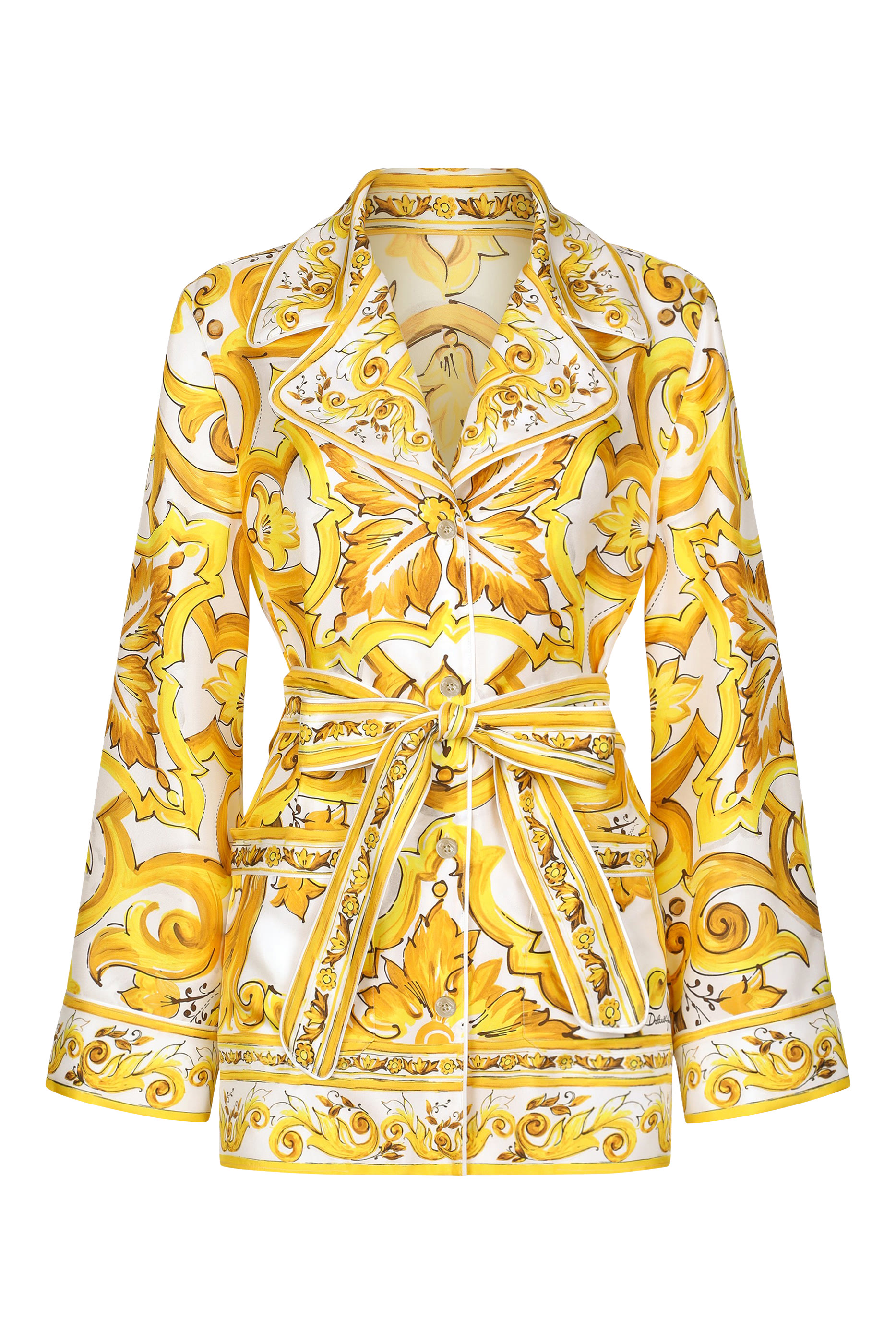 Majolica Print Silk Twill Pajama Shirt