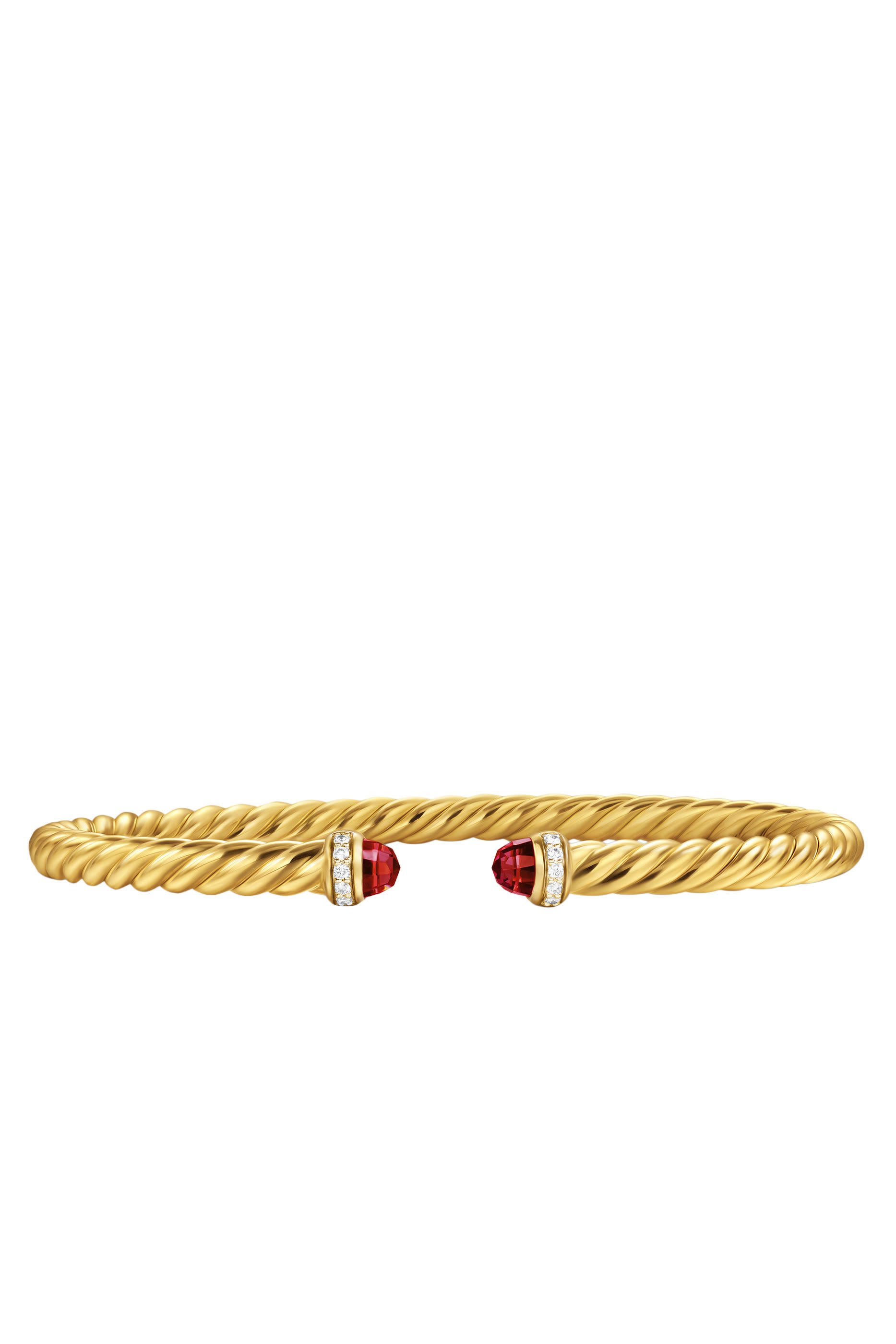Cablespira® Flex Bracelet, 18k Yellow Gold, Diamonds & Rhodolite Garnet
