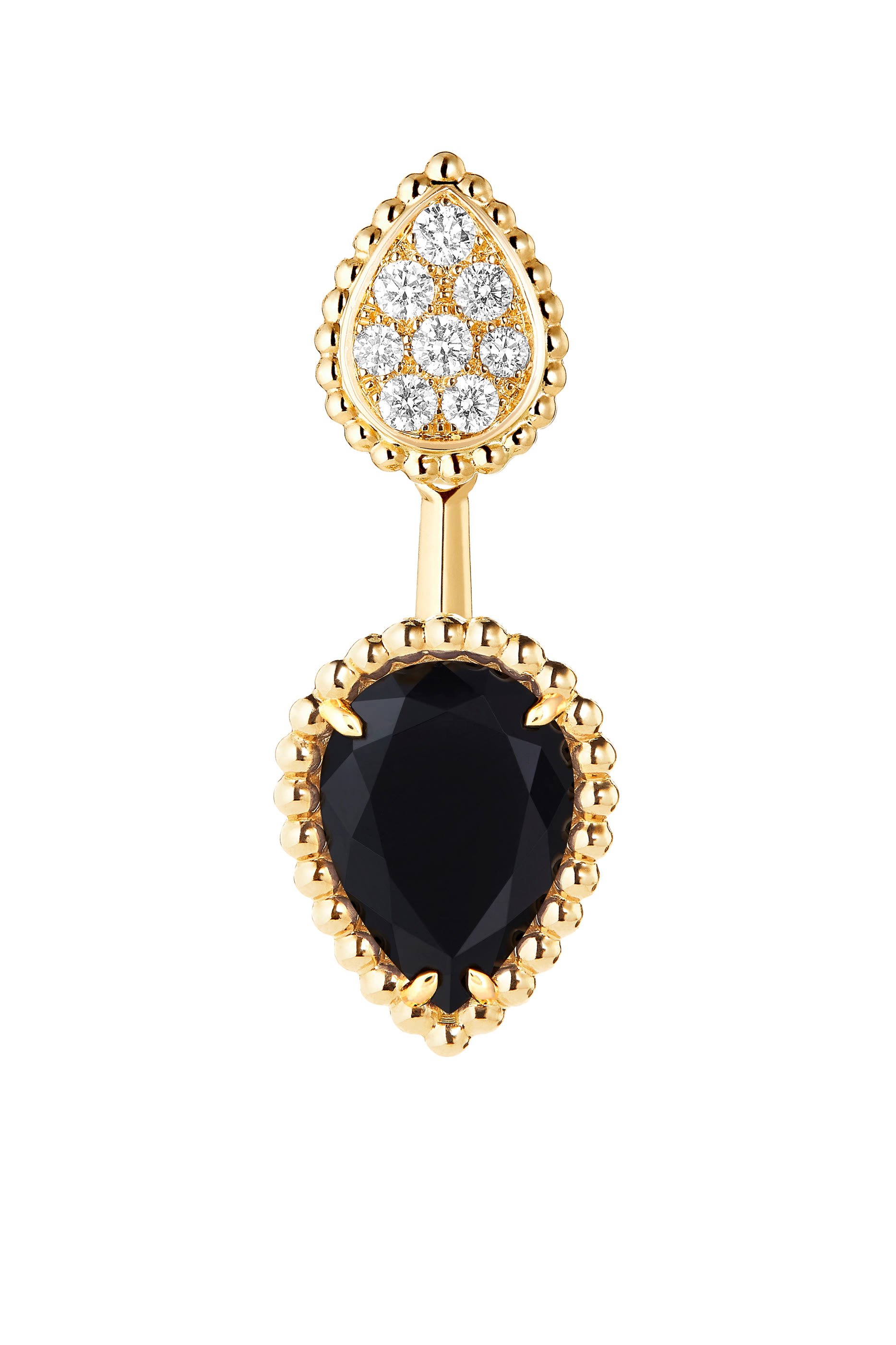 S and XS Motif Serpent Boh&egrave;me Single Stud Earring, 18K Yellow Gold, Diamonds & Black Onyx