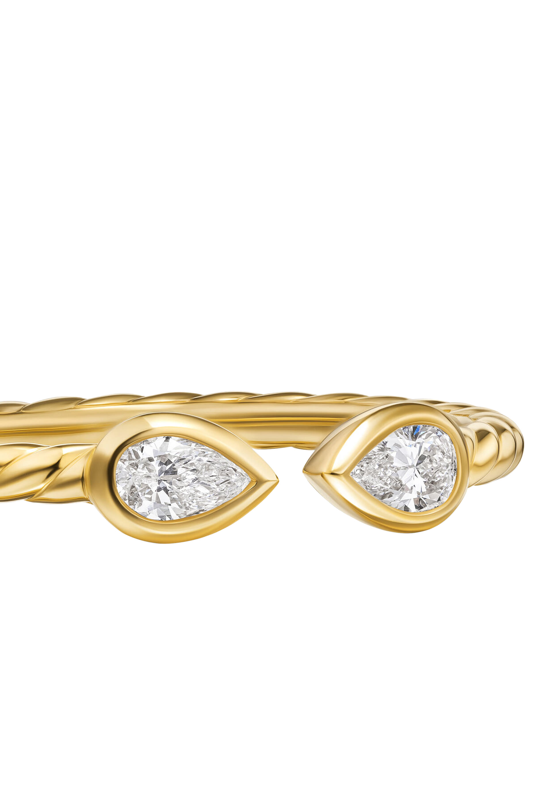 Petite Modern Renaissance&reg; Open Pear Ring, 18K Yellow Gold & Diamonds