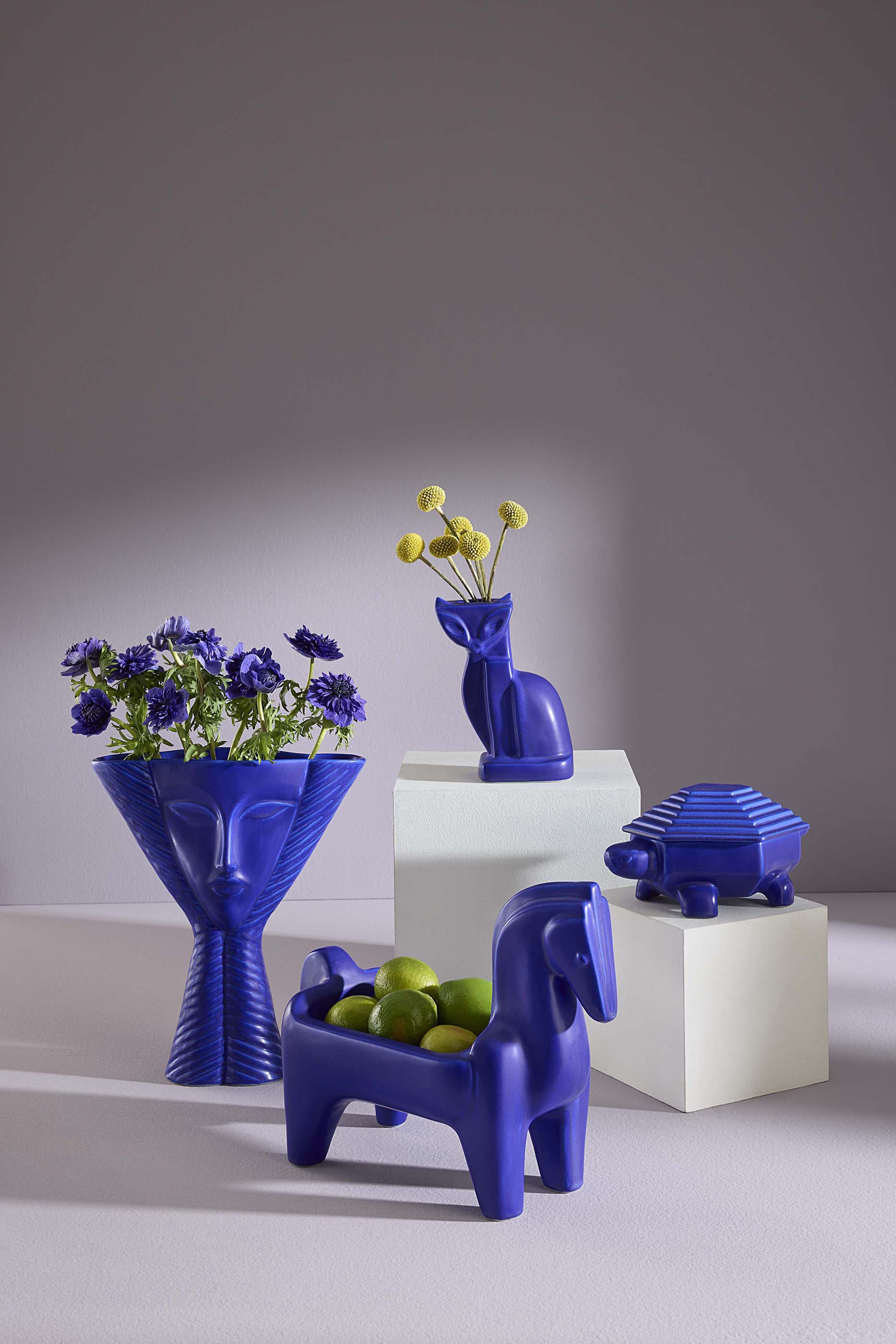Cobalt Cat Vase 
