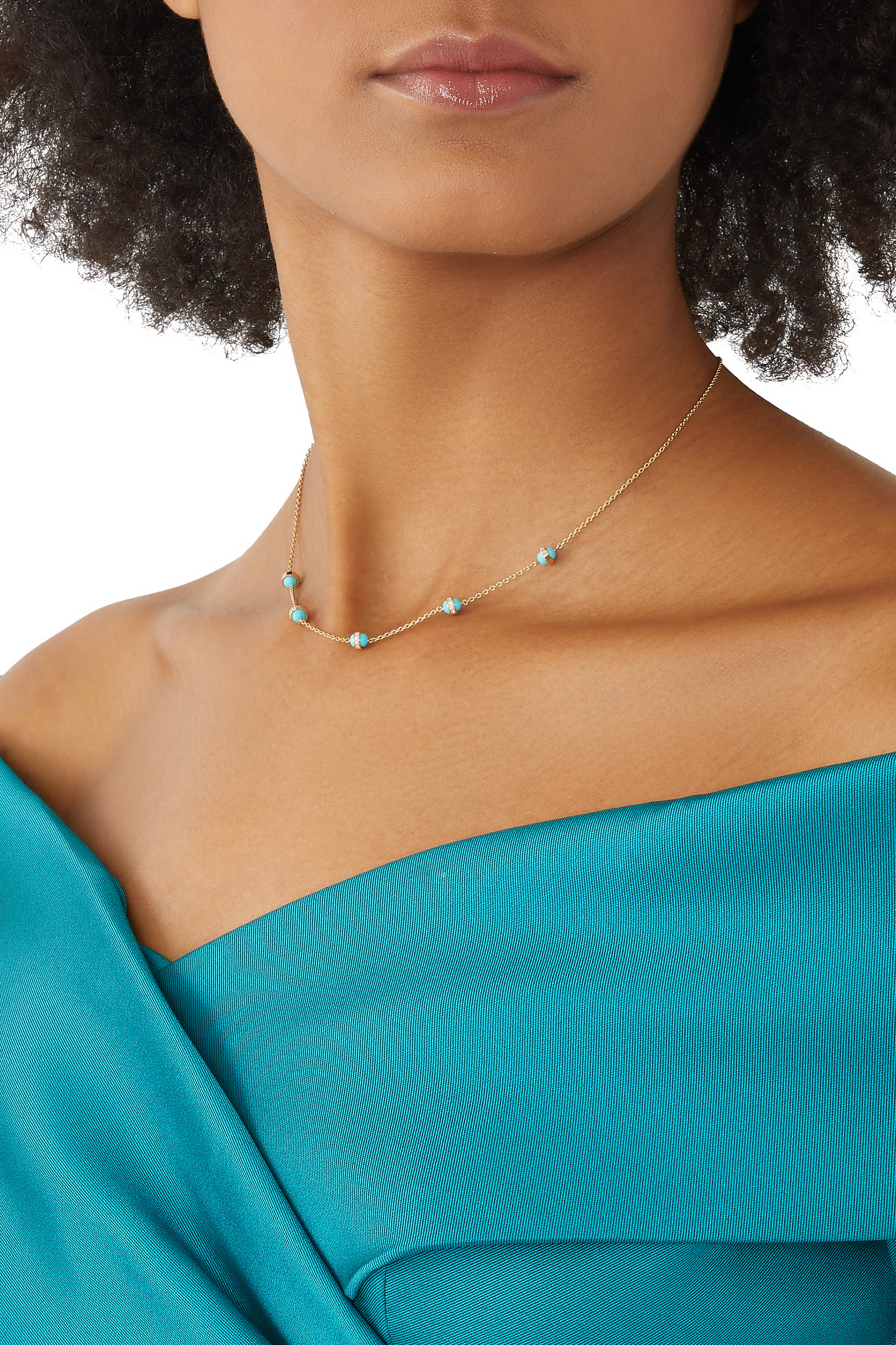 The 5 Dots Cobalt Necklace, 18k Yellow Gold & Diamonds