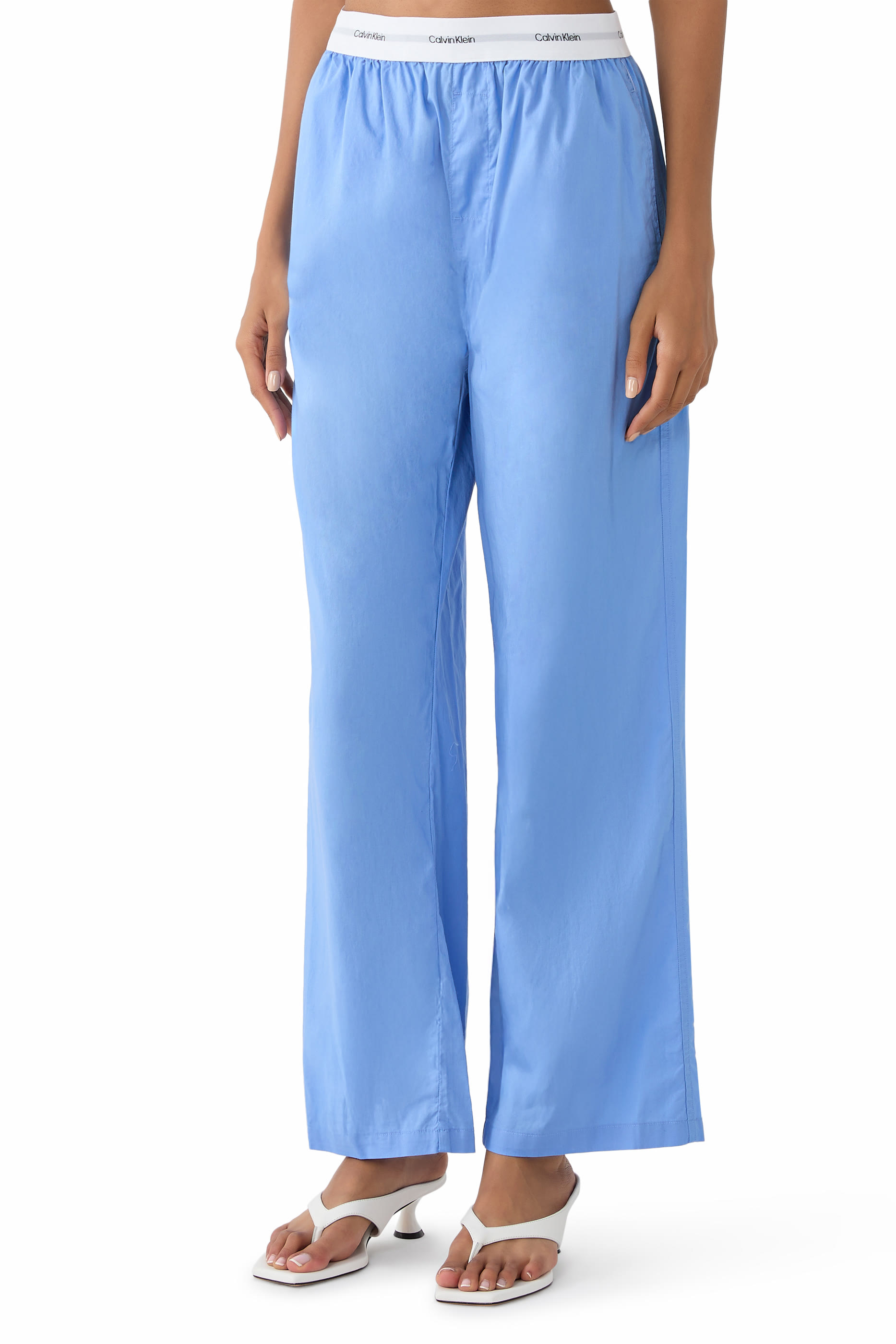 Logo Waistband Cotton Poplin Pants