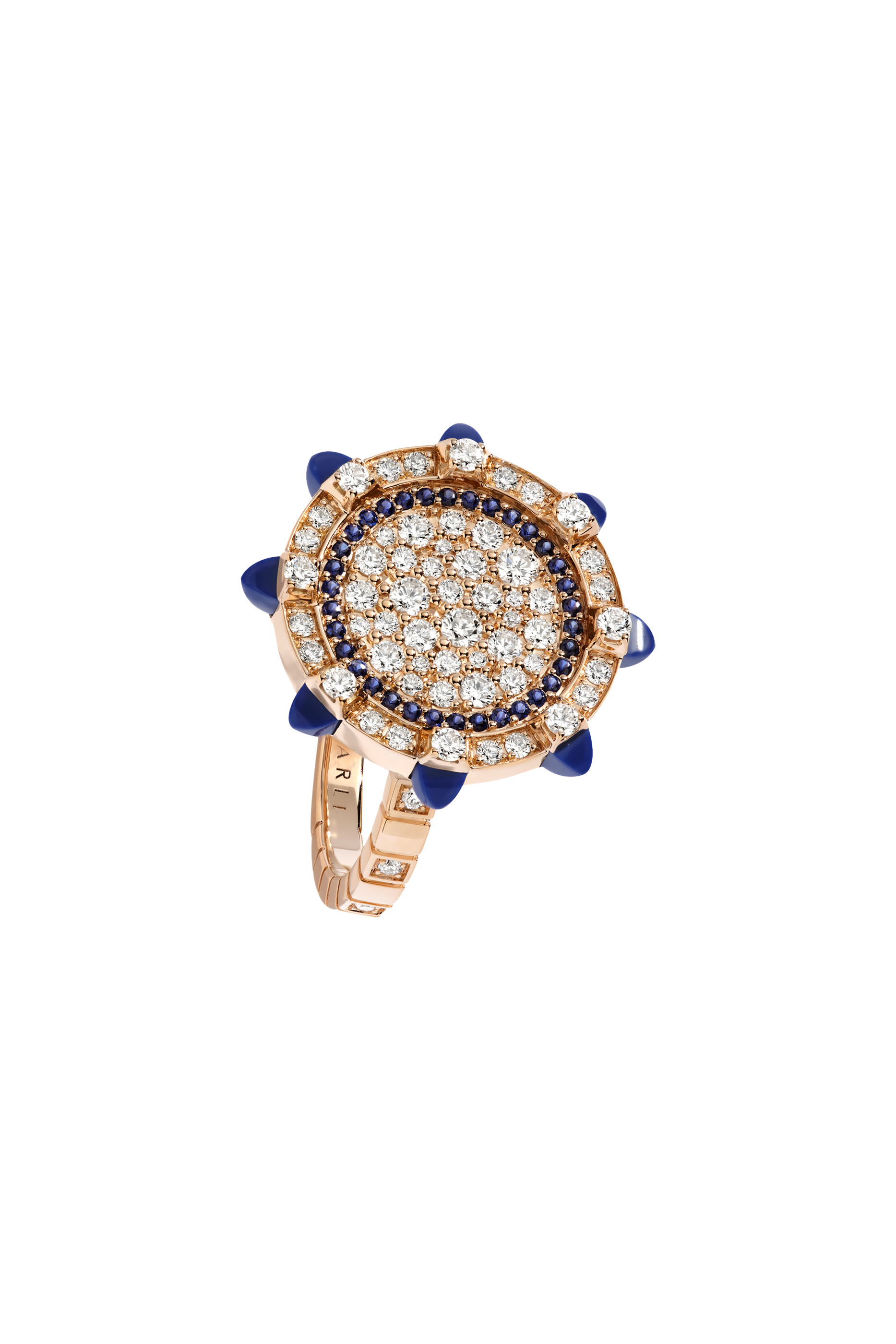 Tip-Top Statement Ring, 18k Rose Gold with Lapis Lazuli & Blue Sapphire & Diamond