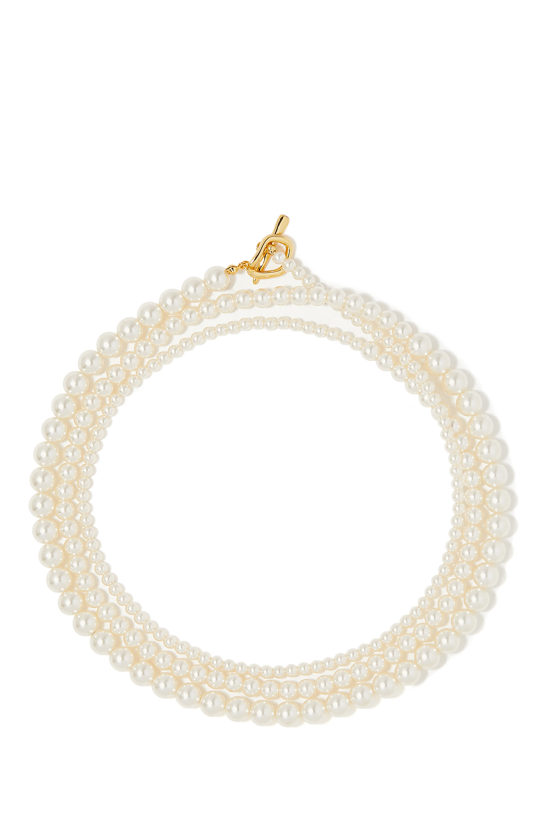 Louise Pearl Necklace, 14k Gold-Plated Brass