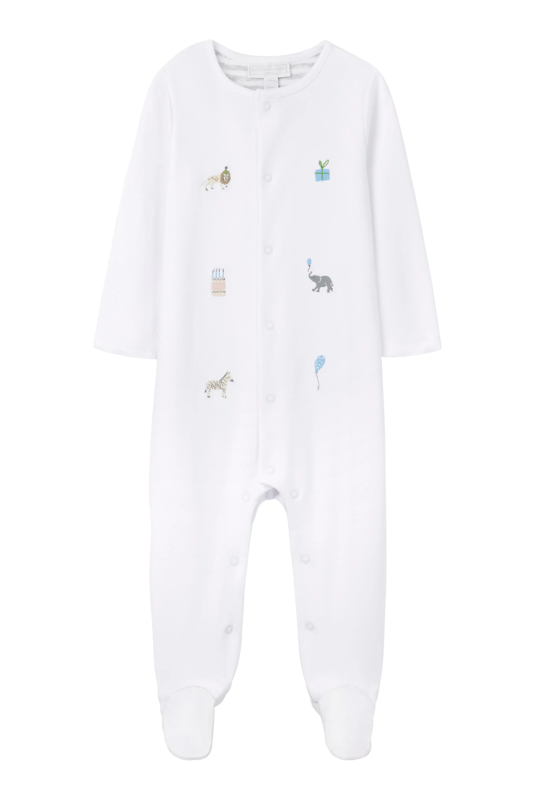 Kids Organic Cotton Party Animals Embroidered Sleepsuit
