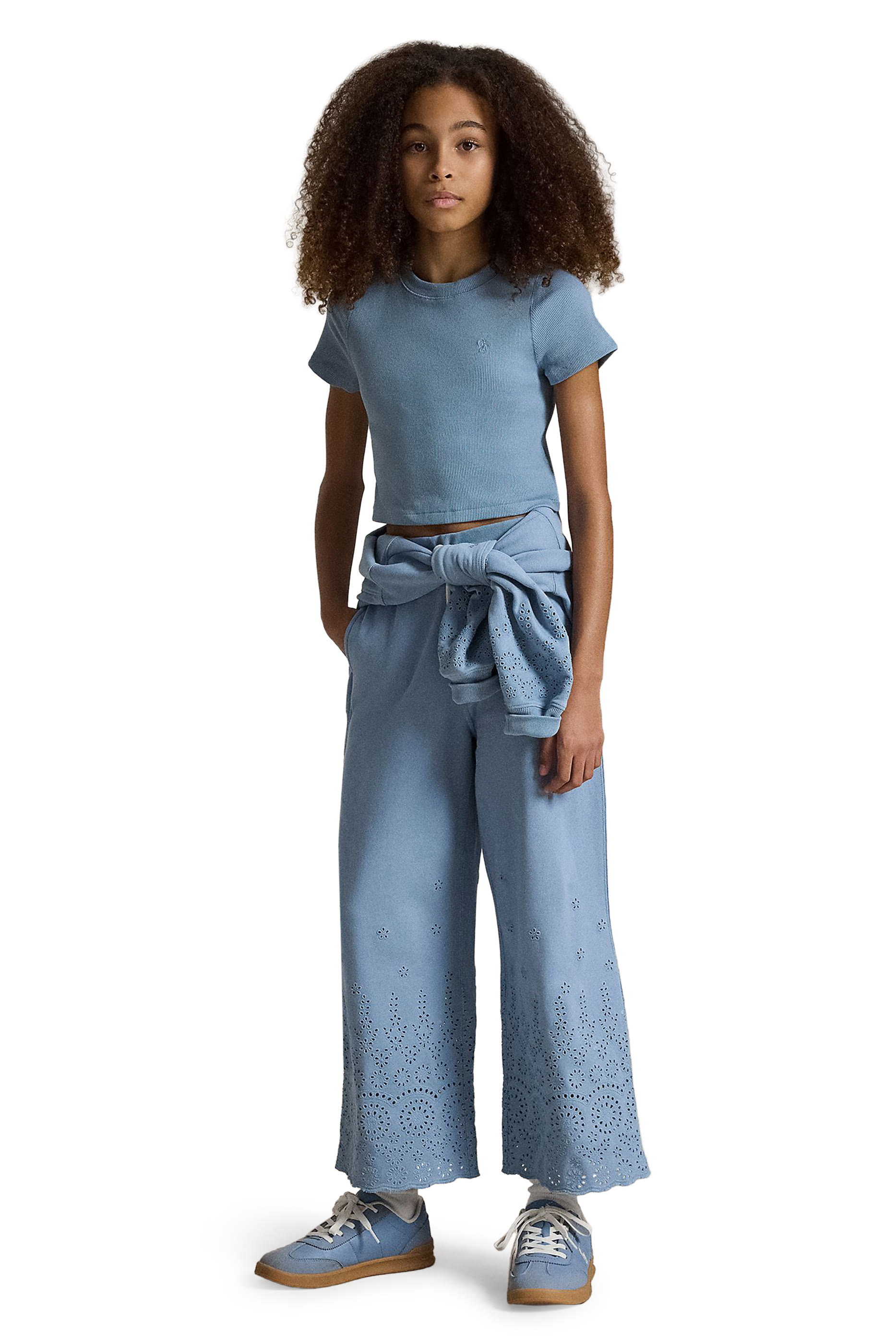 Kids Pointelle-Knit Cotton Boxy T-Shirt 