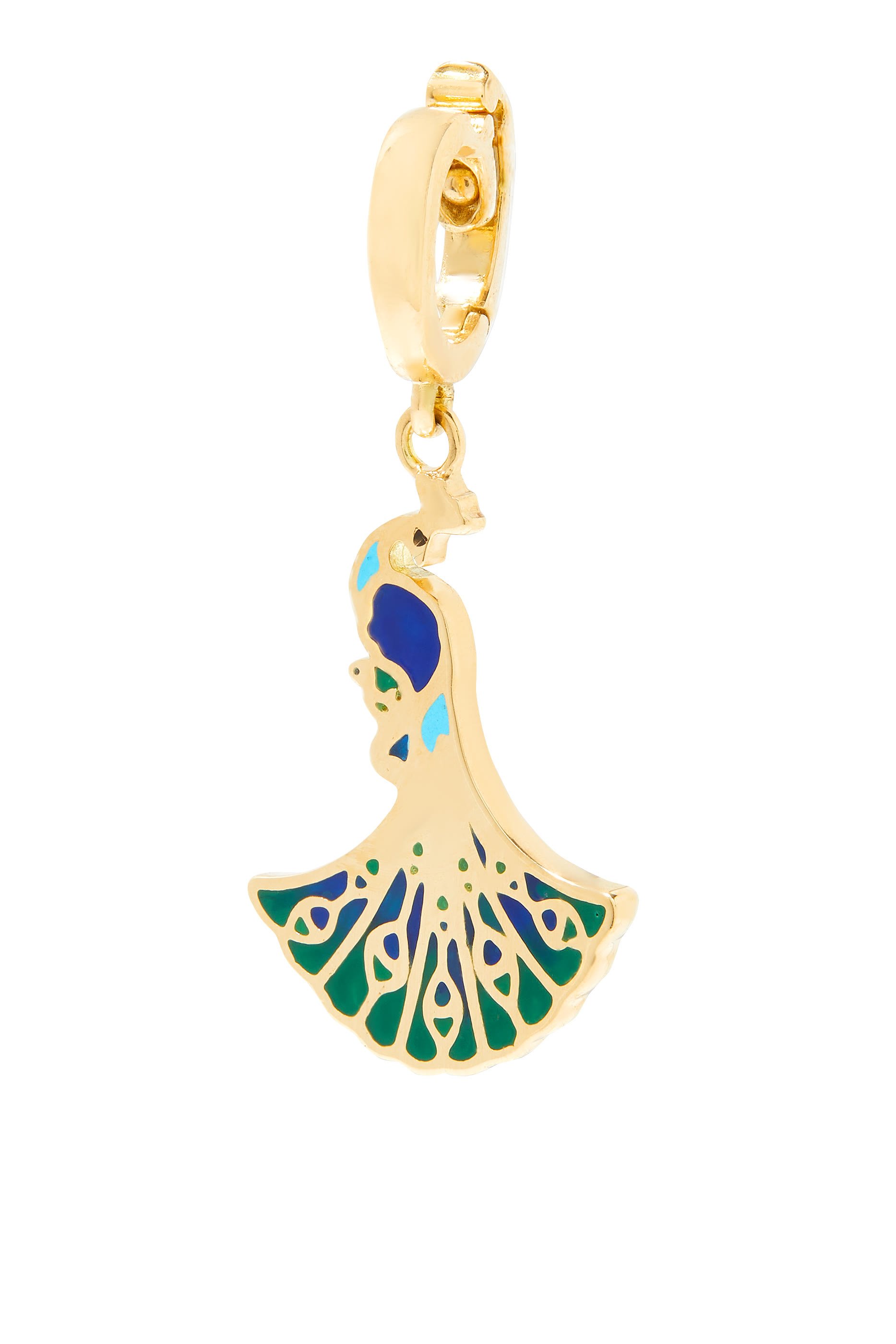 Enamel Blossoming Eye Charm, 18k Yellow Gold & Diamonds