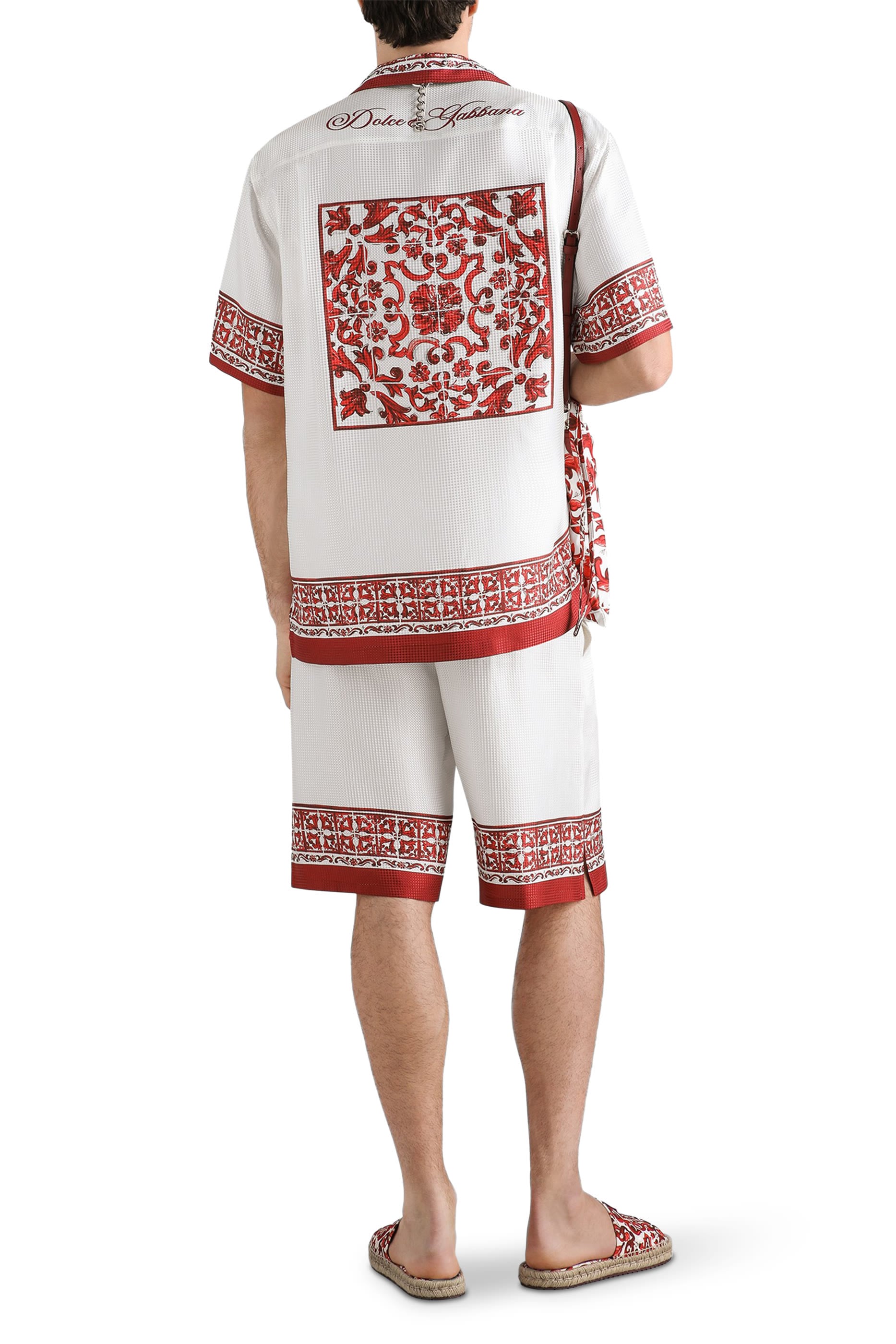 Majolica-Print Hawaii Silk Jacquard Shirt 