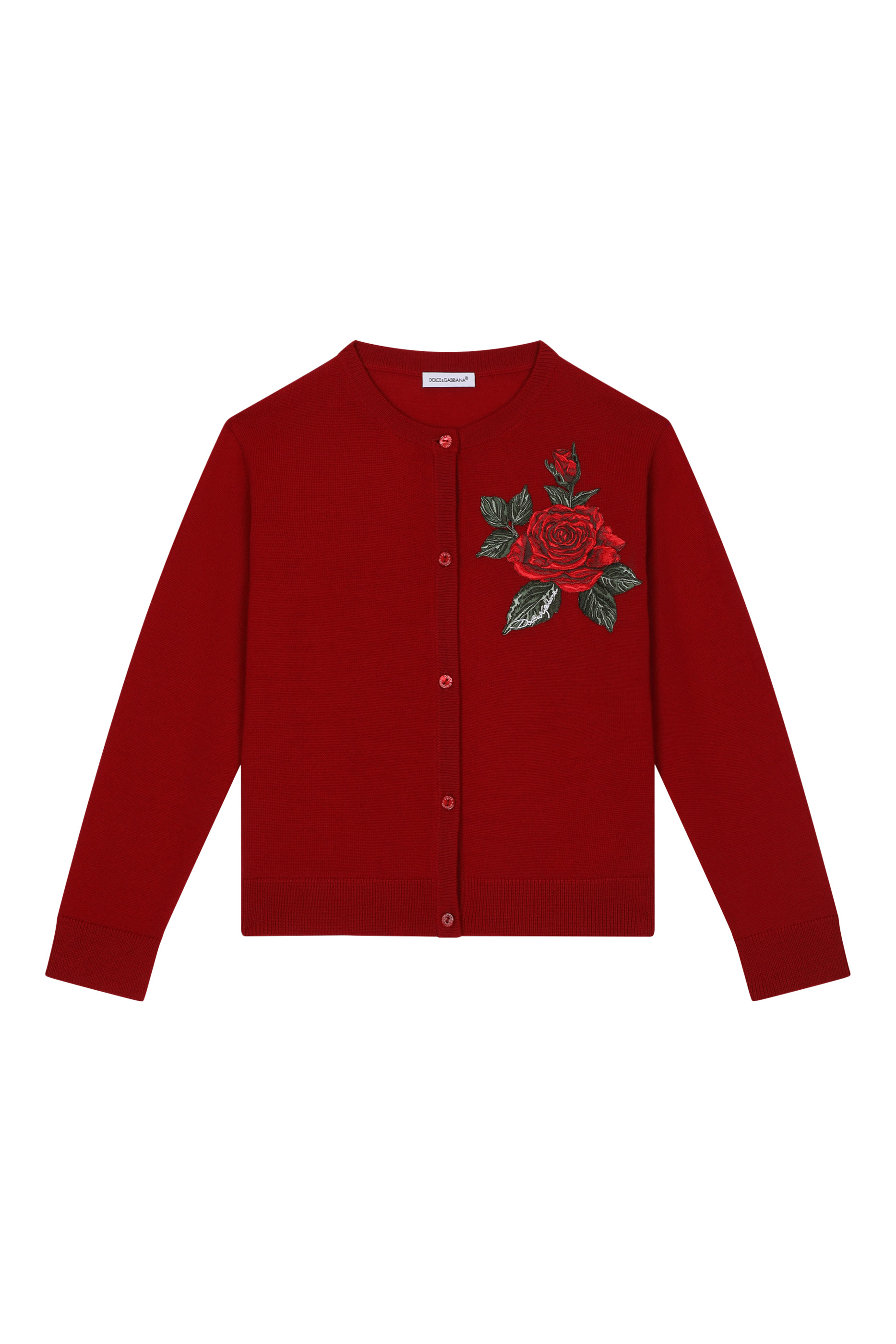 Kids Wool Cardigan with Rose Patch
