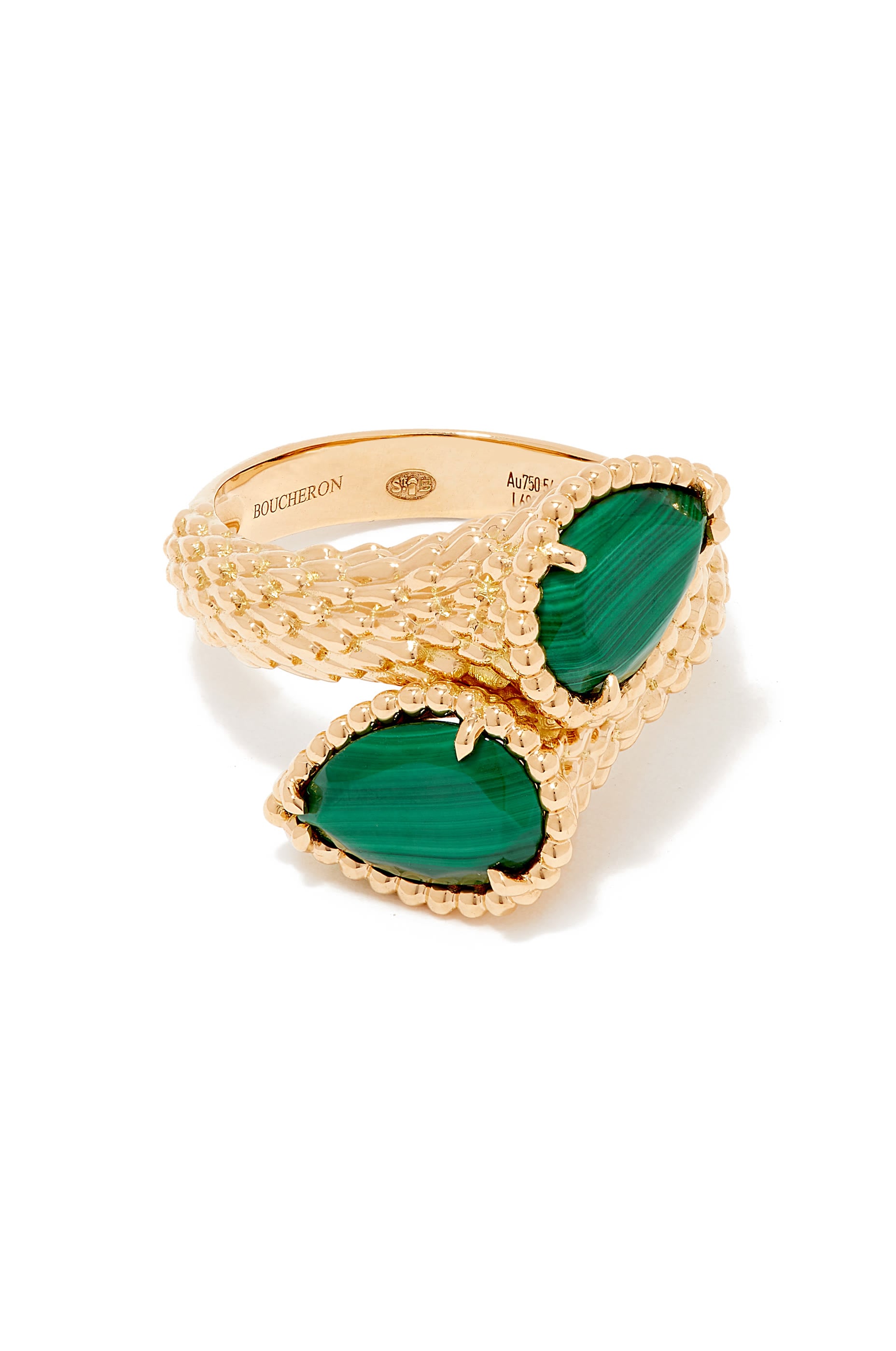 Serpent Boh&egrave;me Ring, 18k Yellow Gold & Malachite