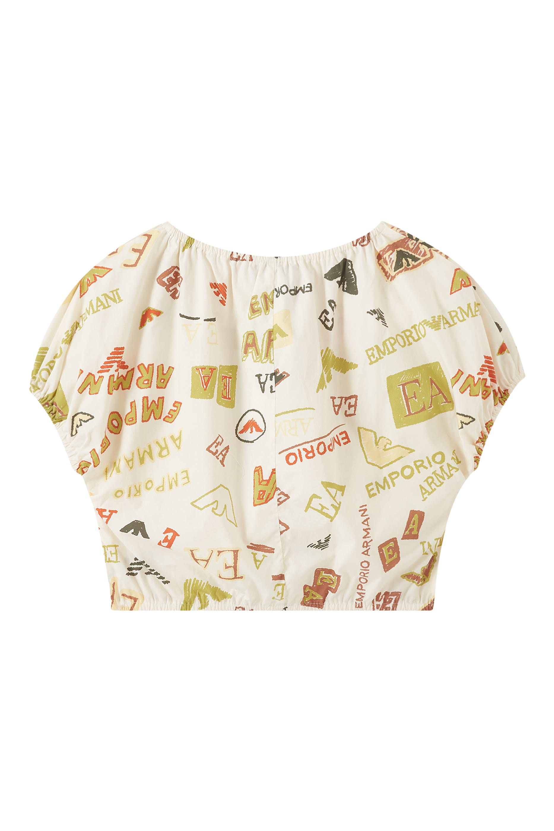 Kids All-Over Logo Print Cotton Crop Top