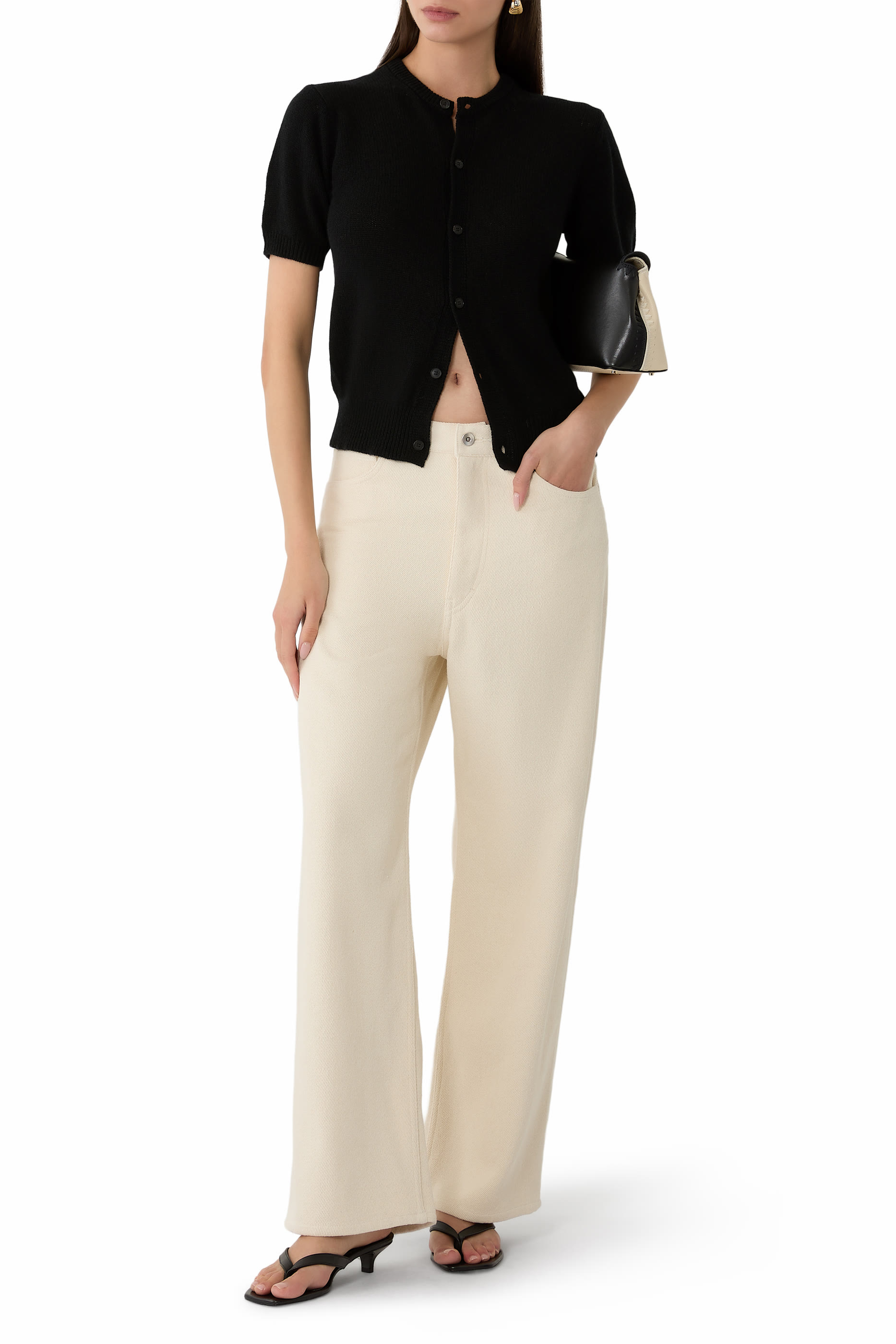 Silk Denim Wide-Leg Pants