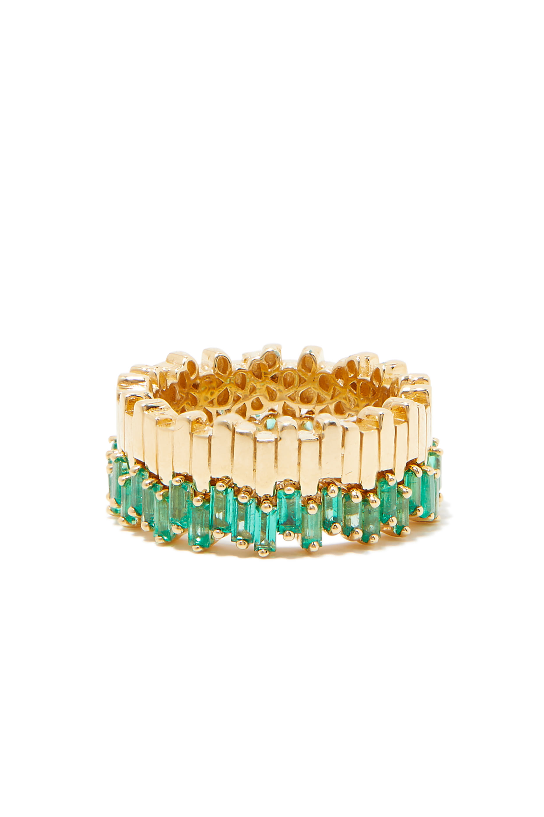 Two Row Eternity Band, 18k Gold & Emeralds