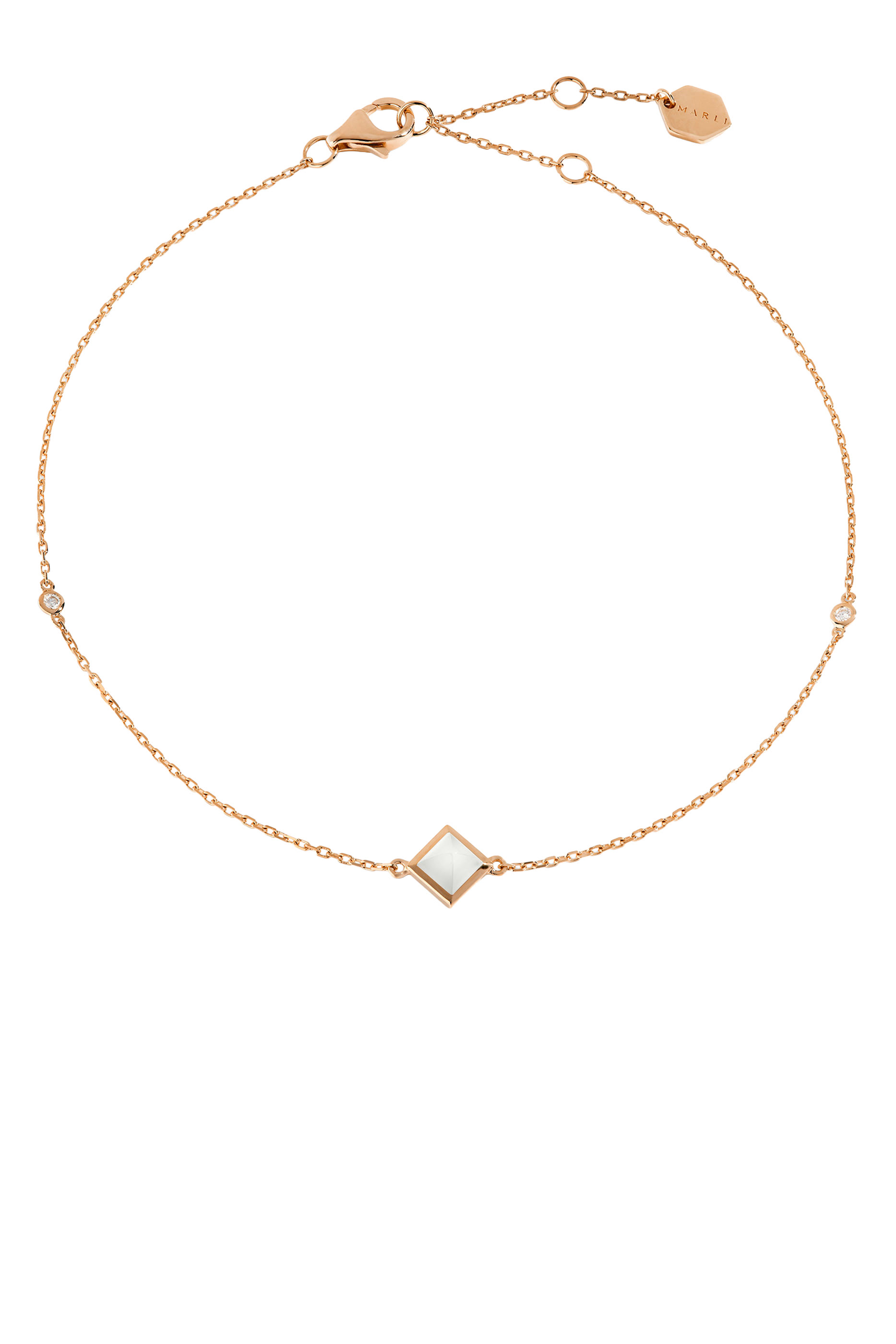 Cleo Pyramid Anklet, 18k Rose Gold with Agate & Diamonds