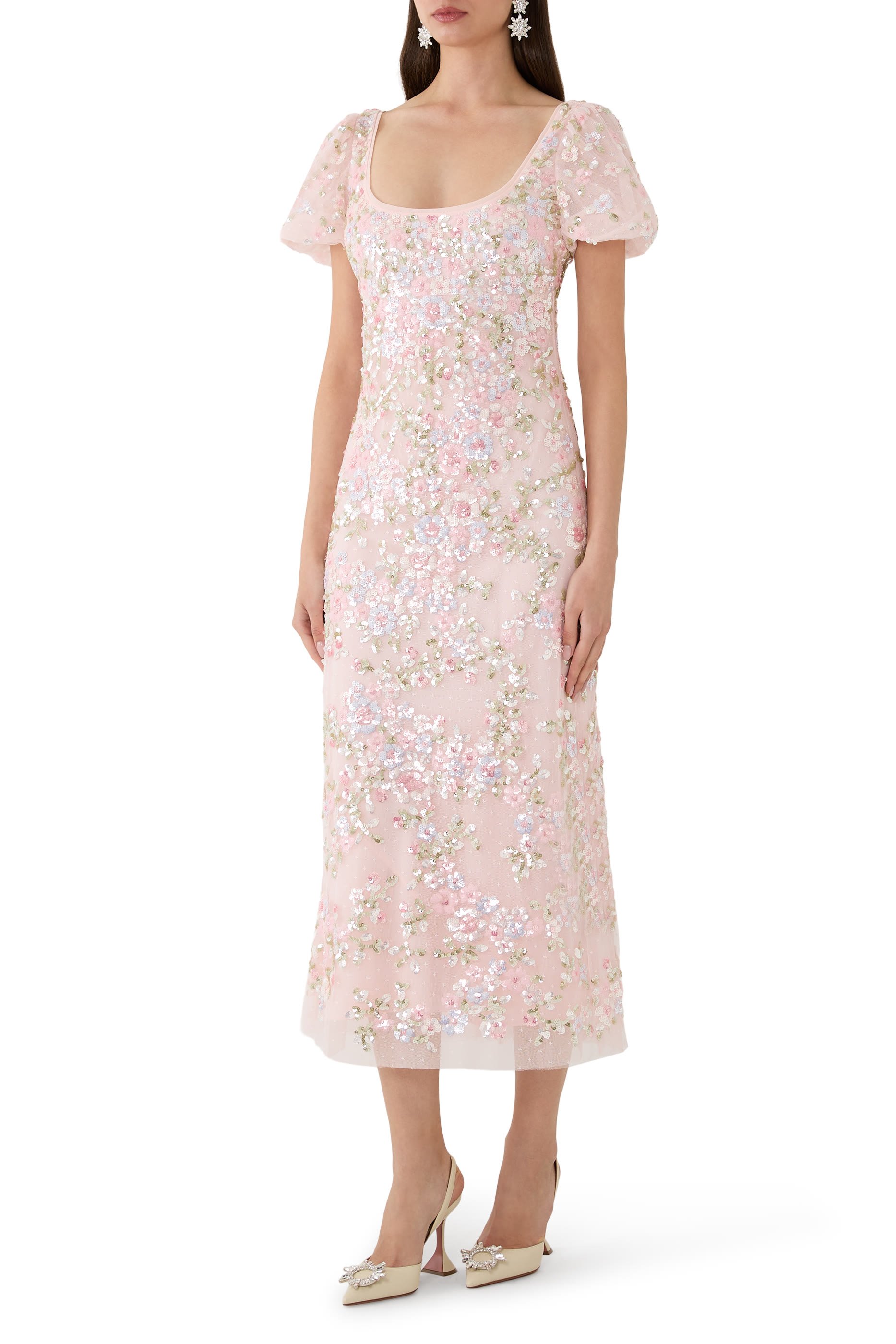 Dream Garland Puff Sleeve Ankle Gown 