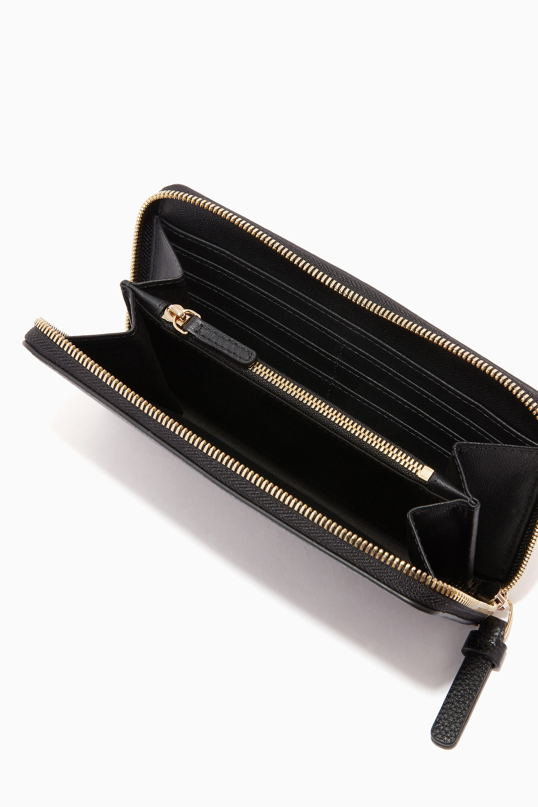 Zip Around Grained Leather Wallet