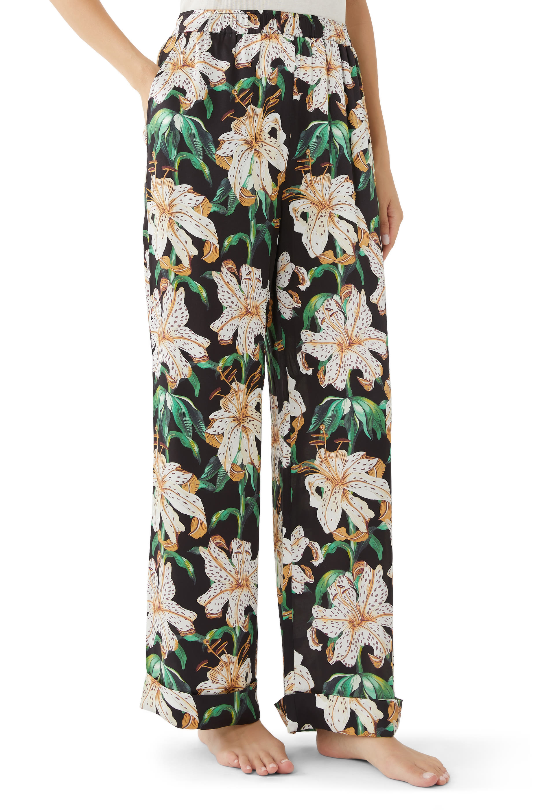 Silk Long Pyjama Set in Lilium