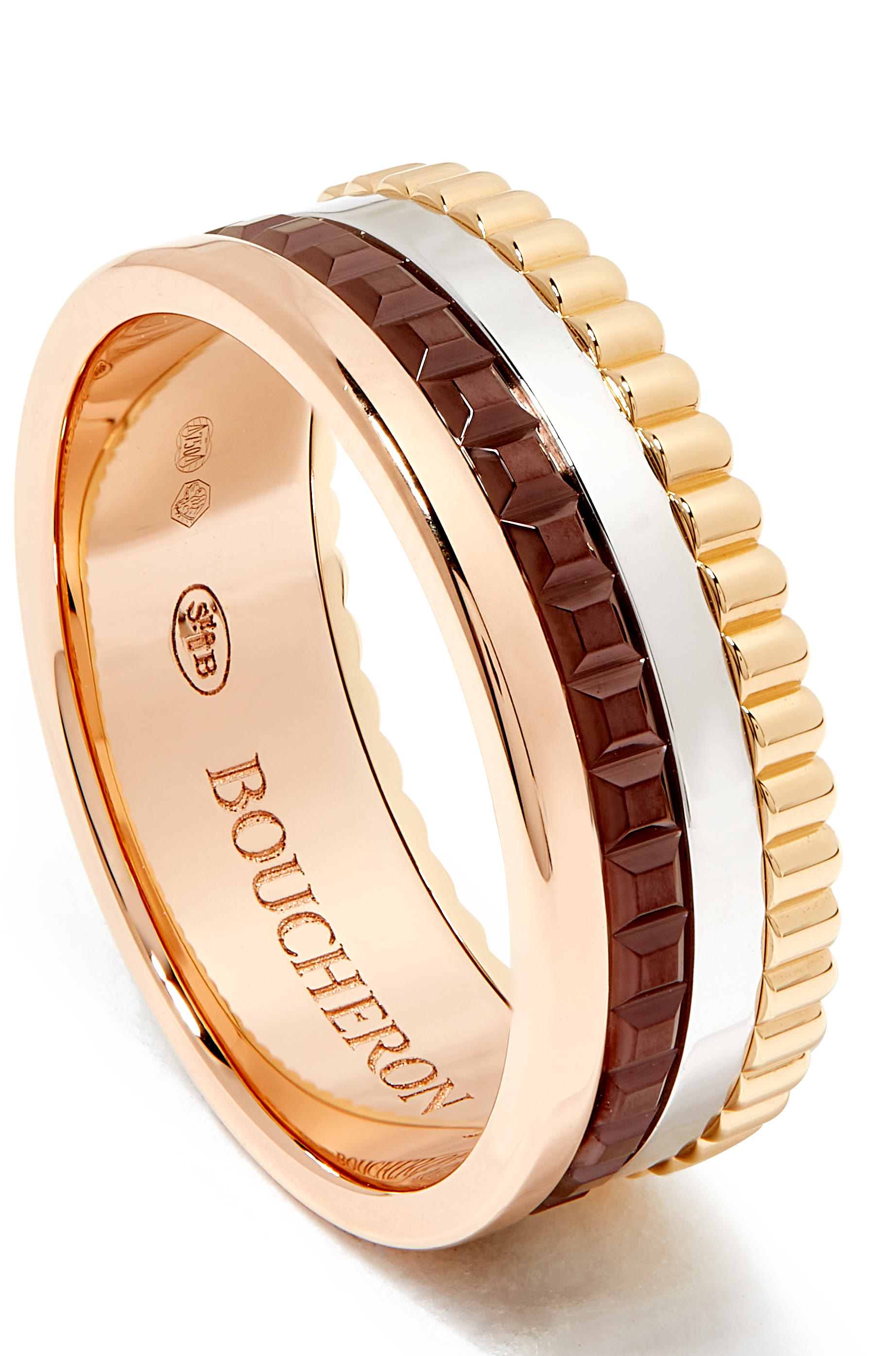 Quatre Classique Small Ring, 18k Mix Gold & Brown PVD