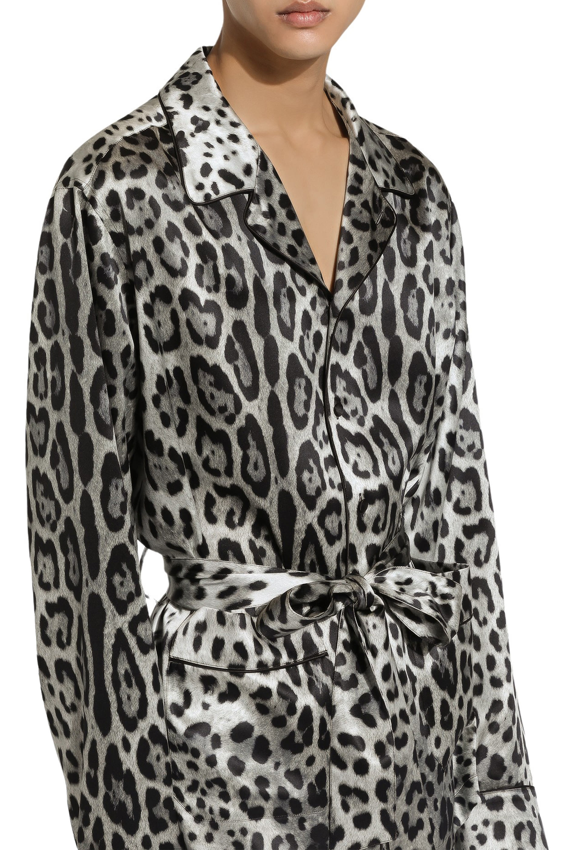 Leopard-Print Satin Robe