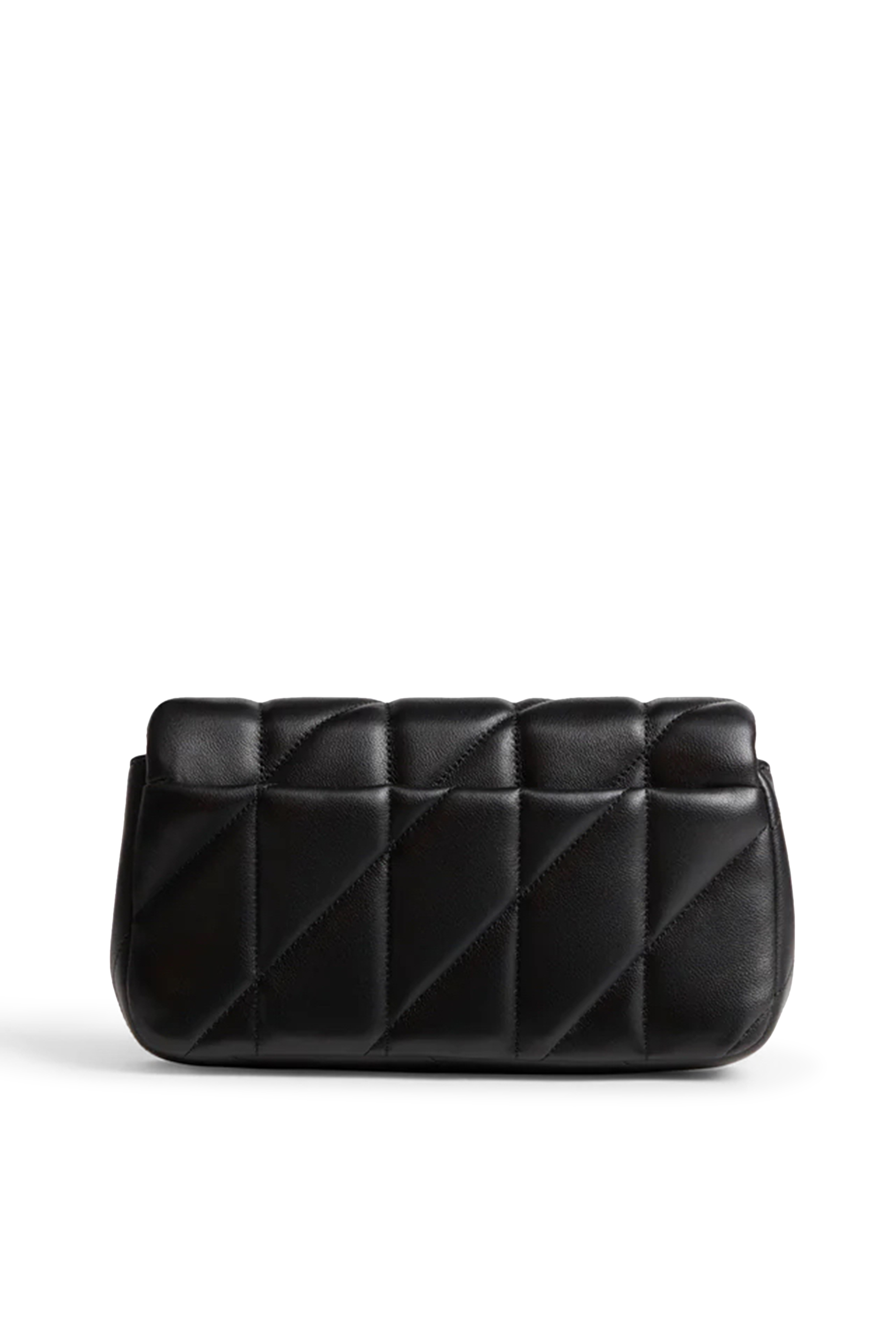 Quilted Pillow Leather Tabby Wristlet With Chain