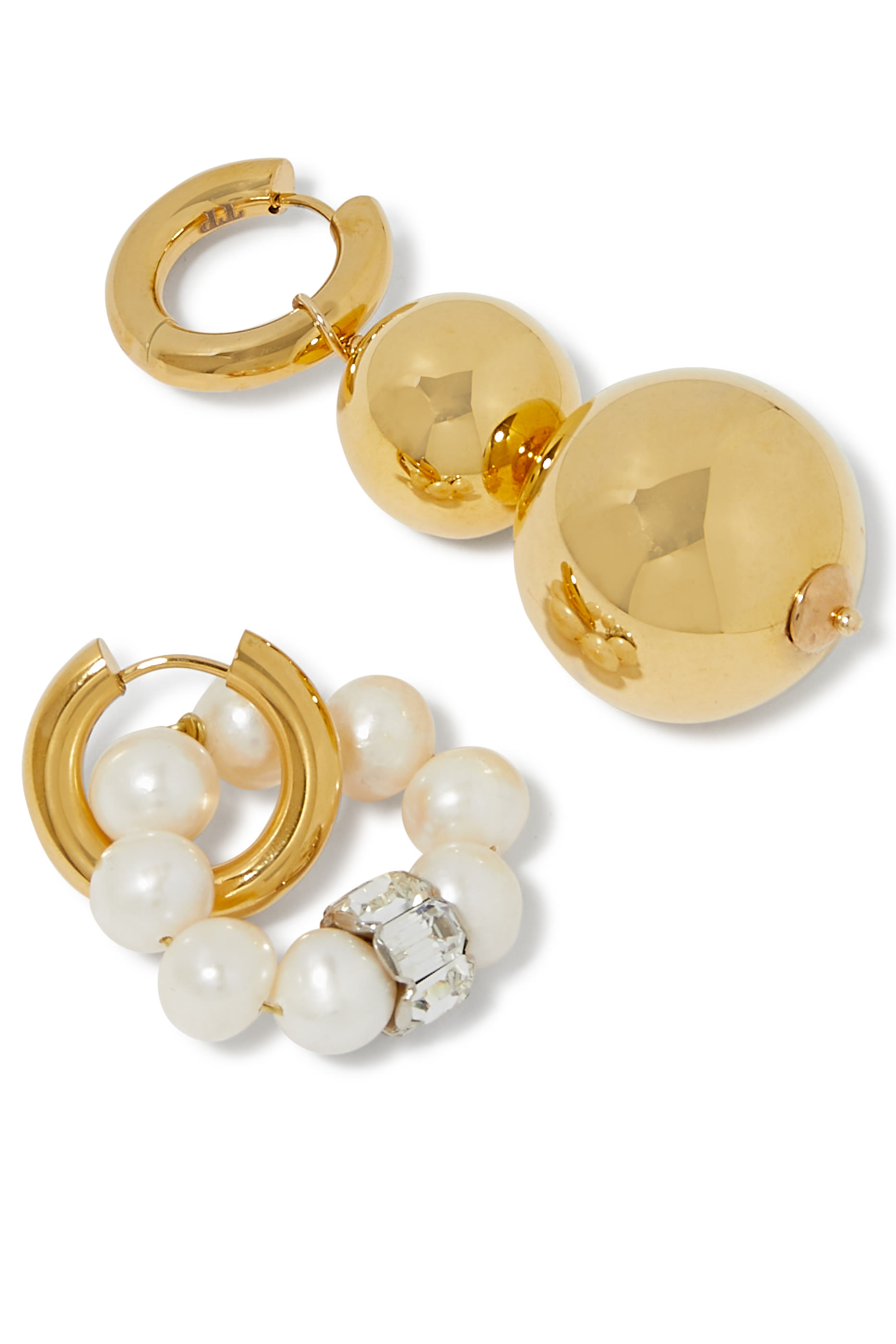 Mix & Match Earrings, 24k Gold-Plated Brass & Pearls