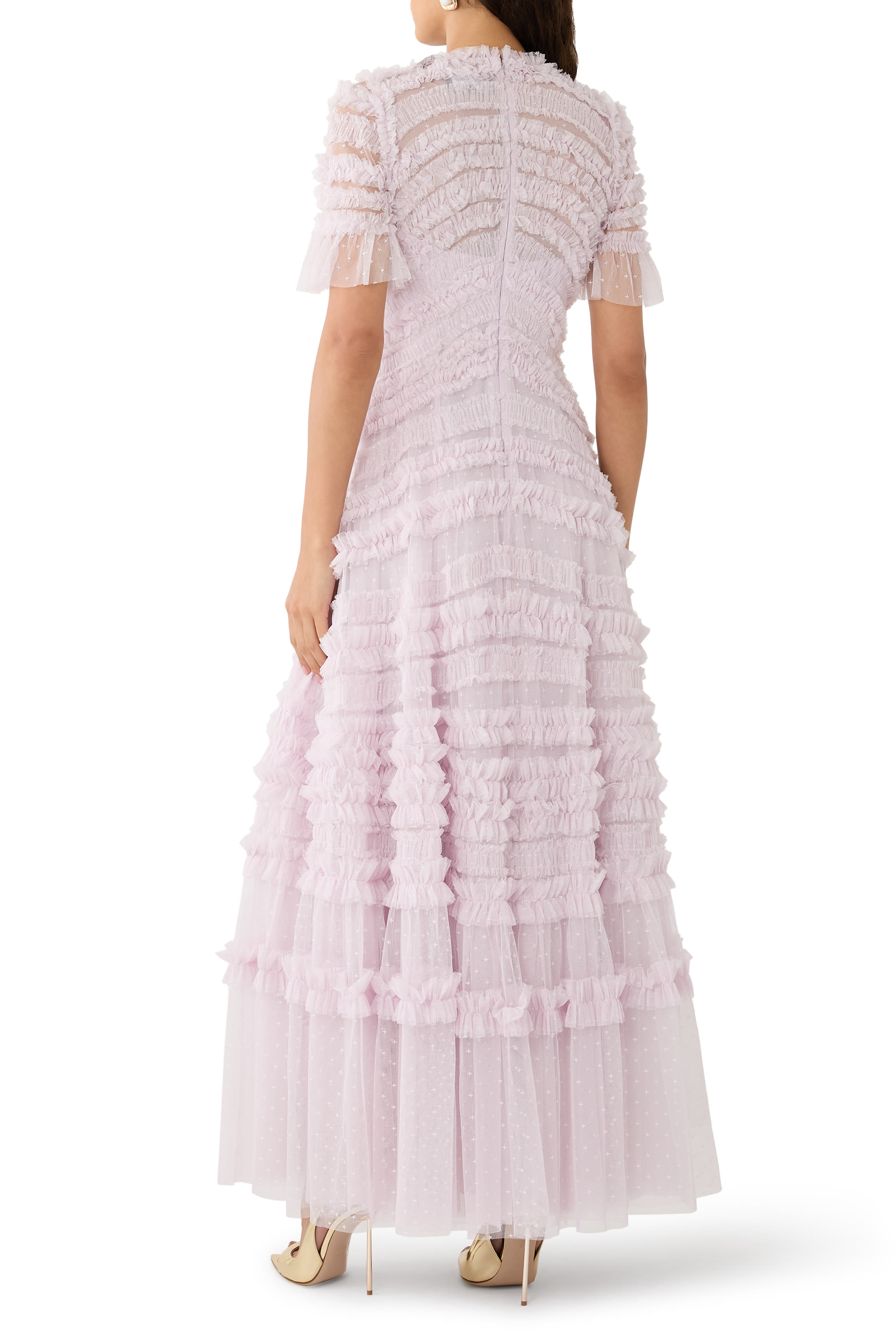 Amara Round Neck Ruffle Gown