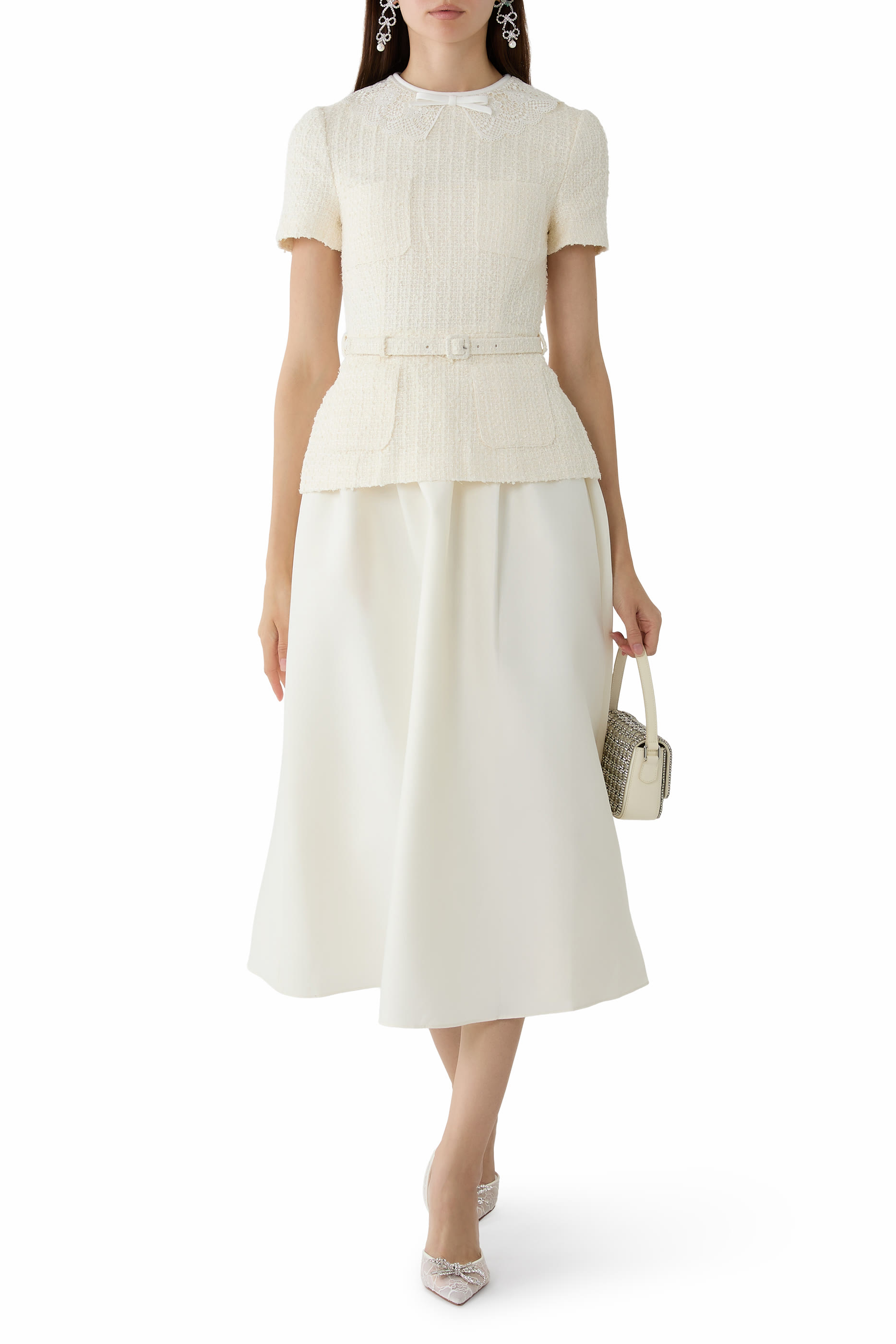 Boucle Taffeta Midi Dress