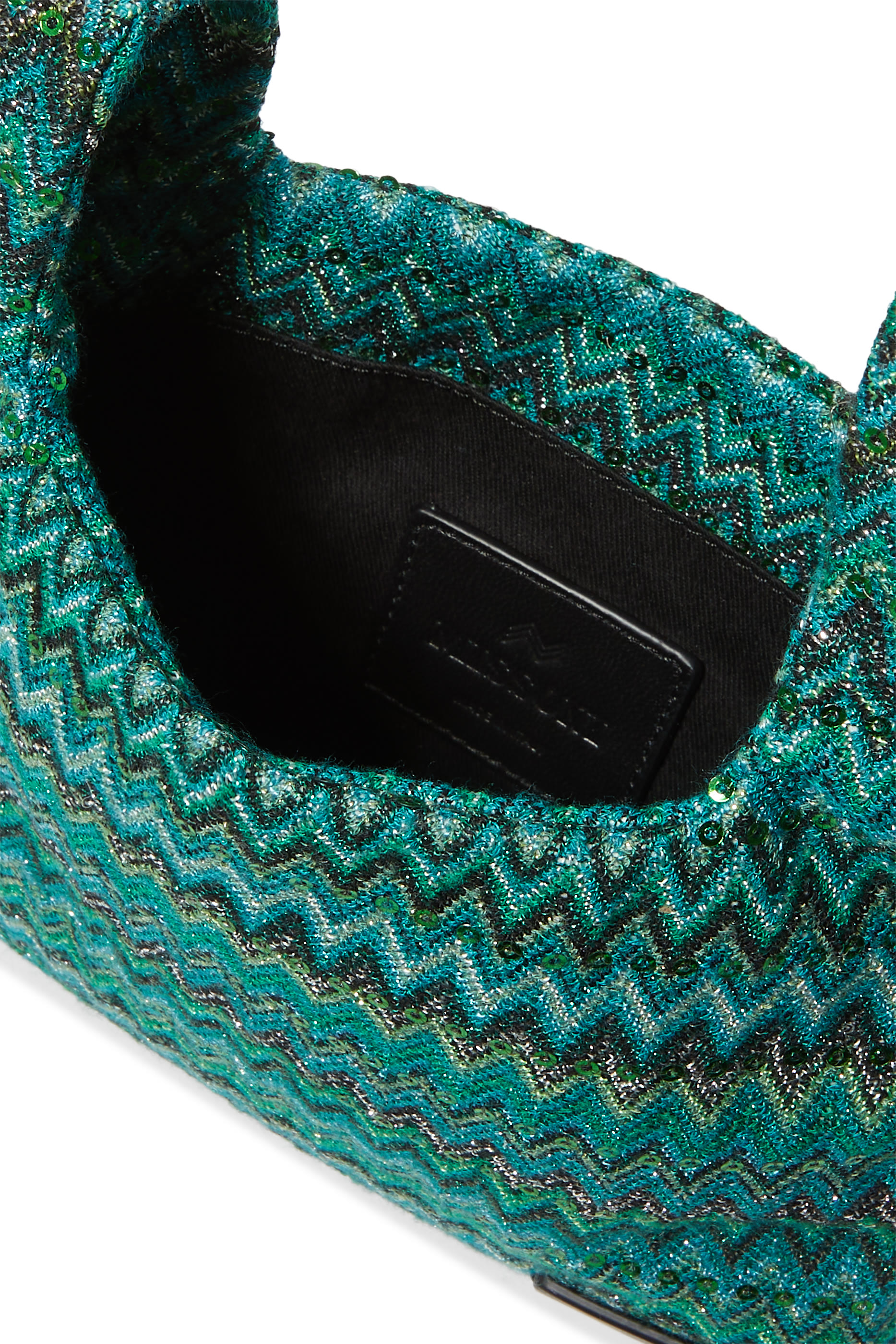 Exclusive Chevron Raschel Sequinned Knot Bag