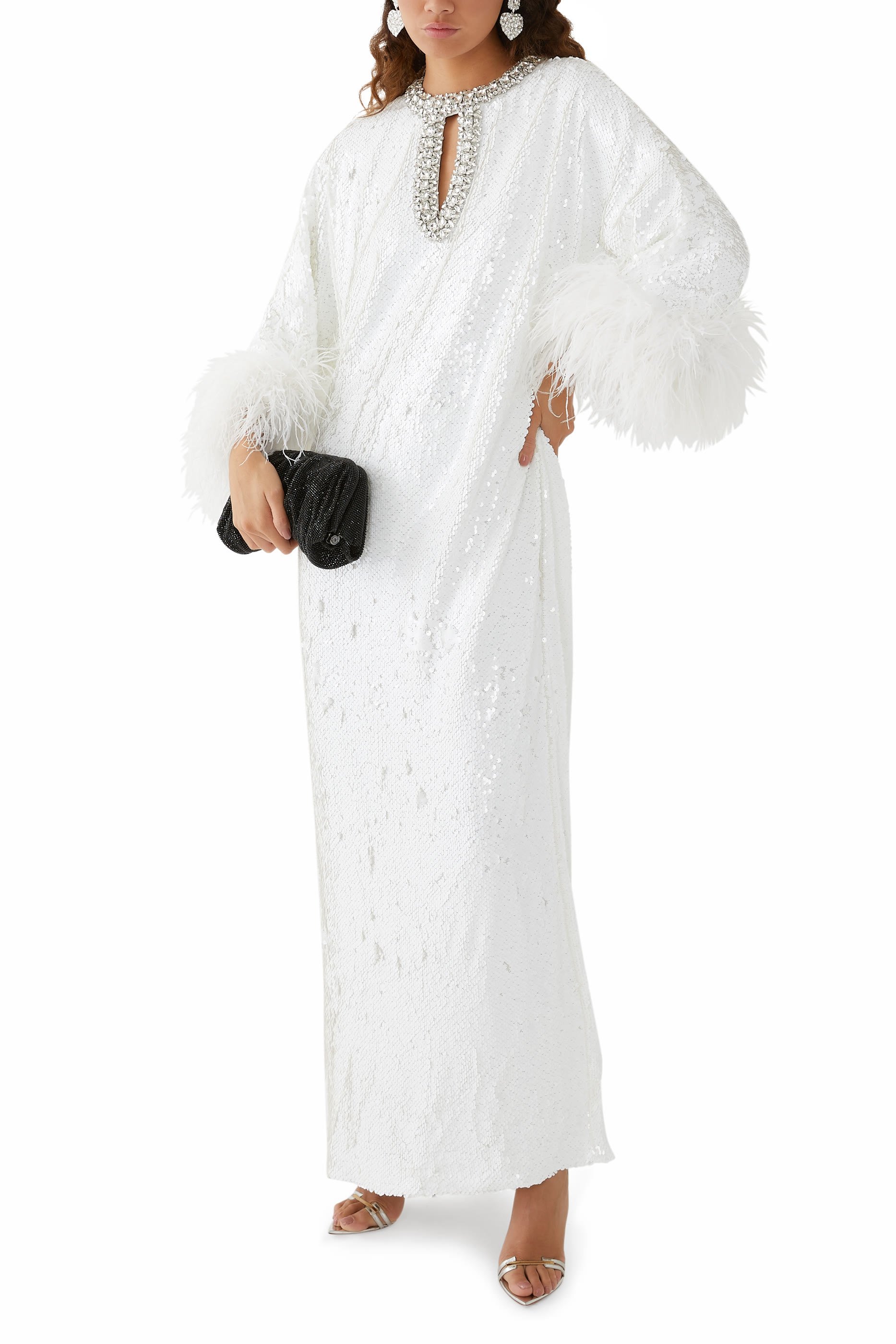 Sequin Feather Maxi Dress