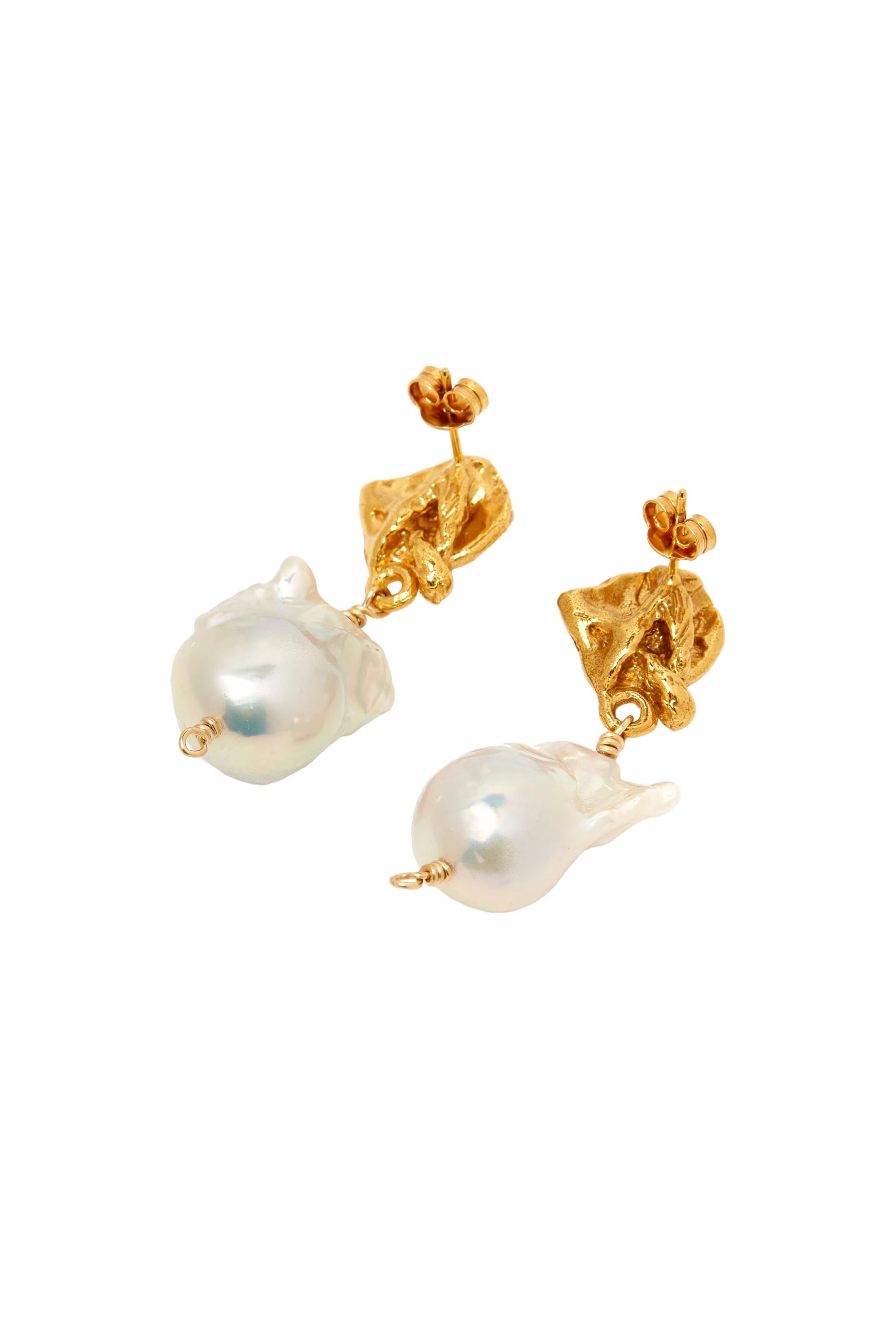  Fragment of Light Earrings,  24kt Gold Plated Bronze & Freshwater Baroque Pearls
